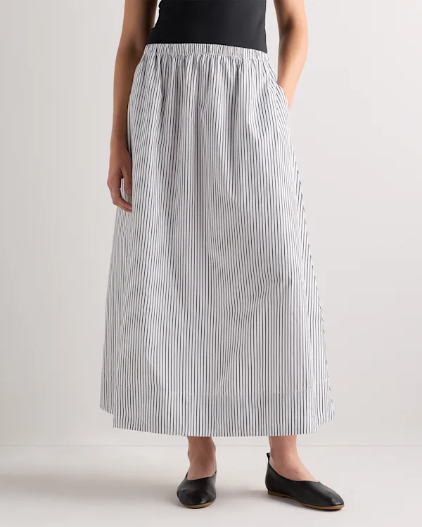 100% Organic Cotton Poplin A-line Maxi Skirt