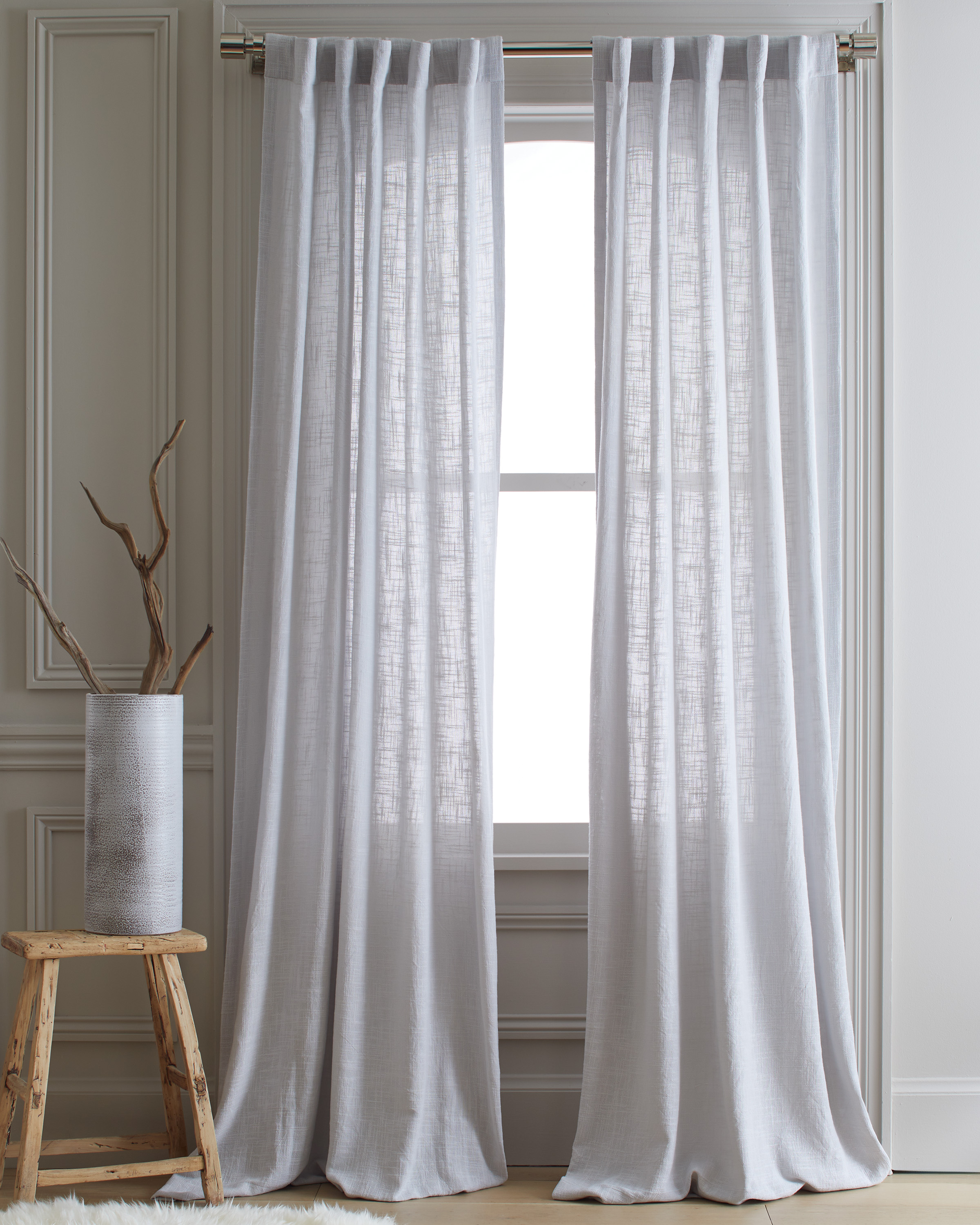 Quince Cotton Sheer Curtain Set In Cloud
