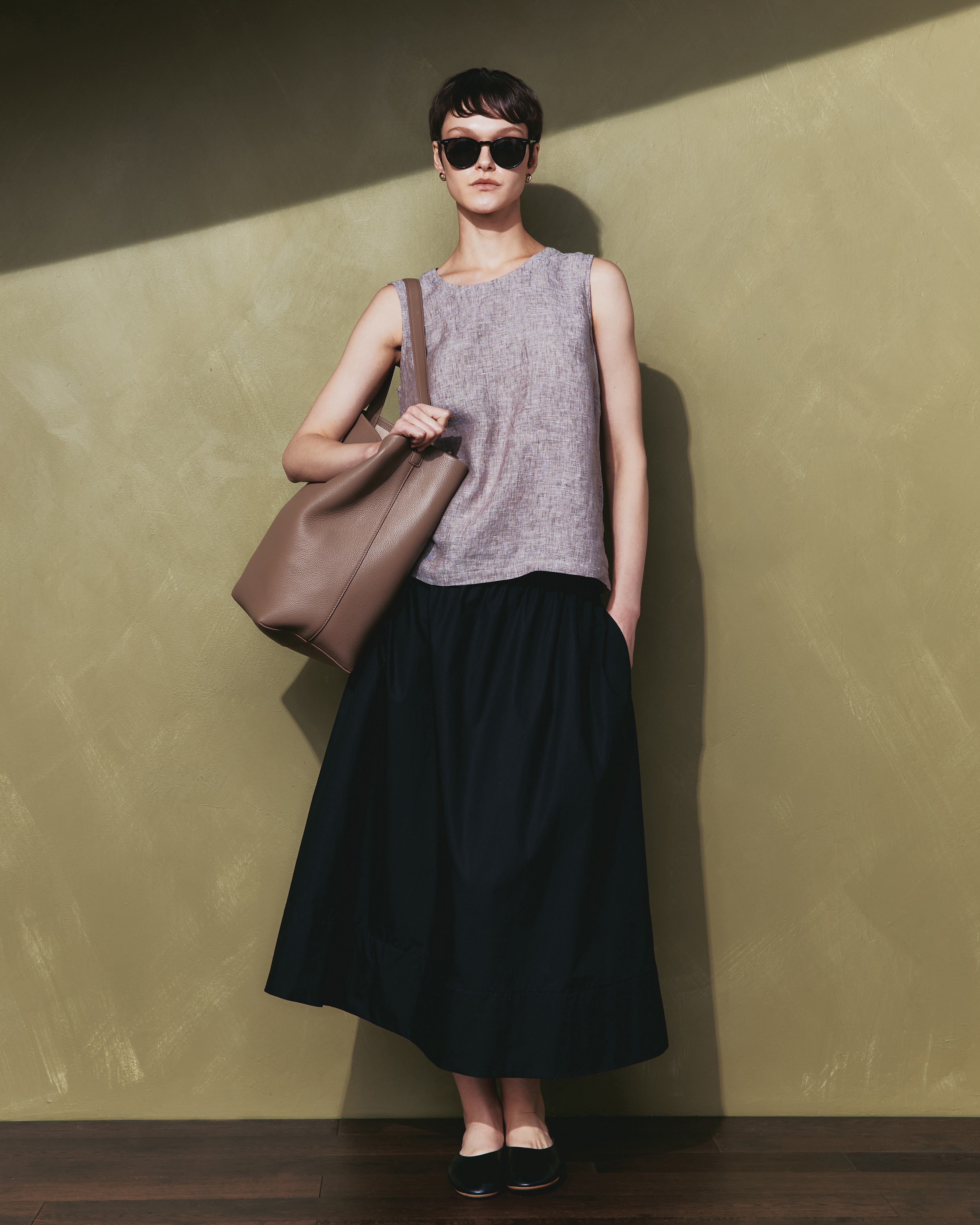 100% Organic Cotton Poplin A-line Maxi Skirt