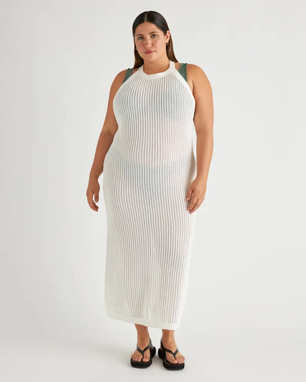 100% Organic Cotton Open-Knit Cover-Up Maxi Dress