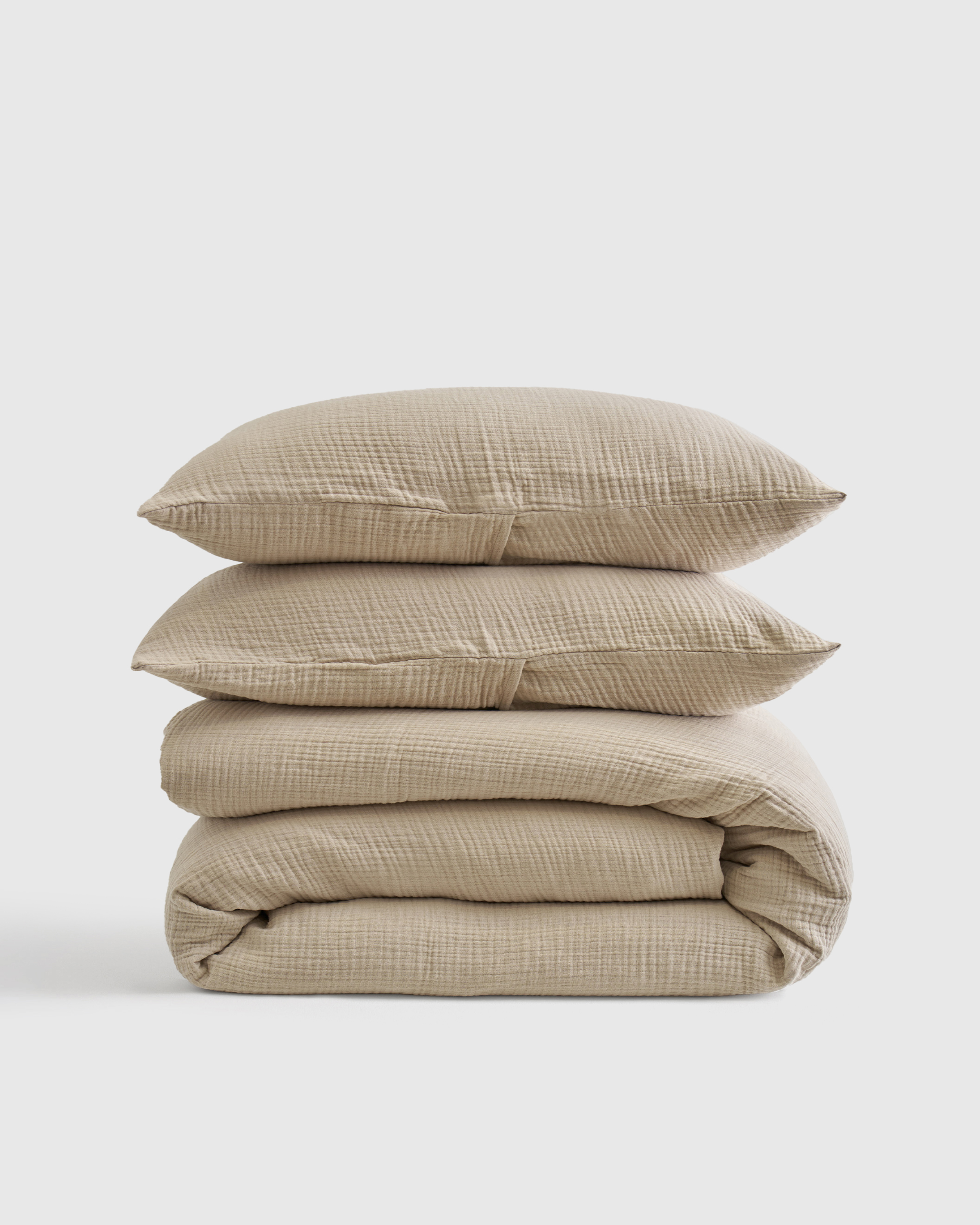 Organic Airy Gauze Queen Duvet Cover Set | Quince in Dune