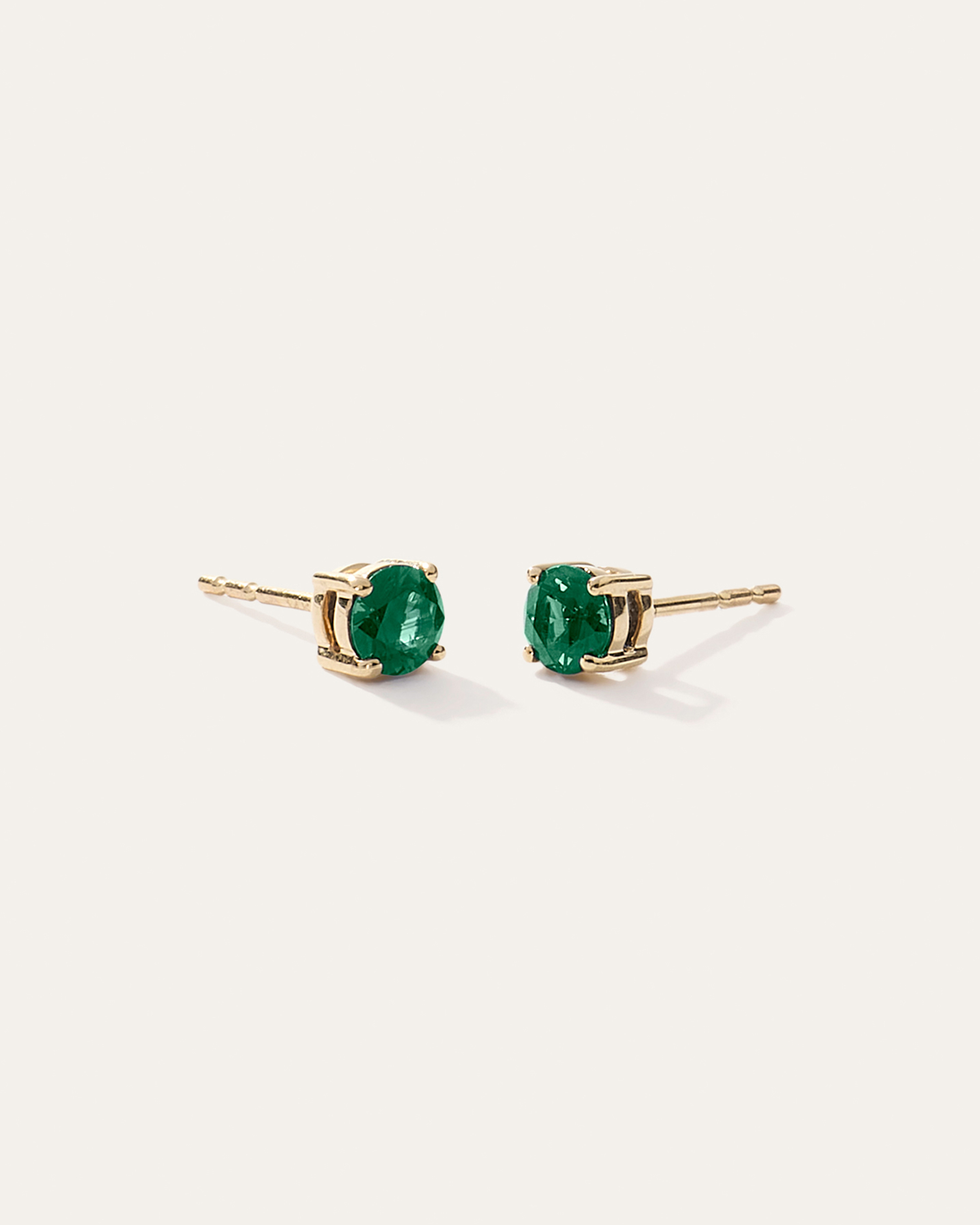 14K Gold Gemstone Solitaire Studs