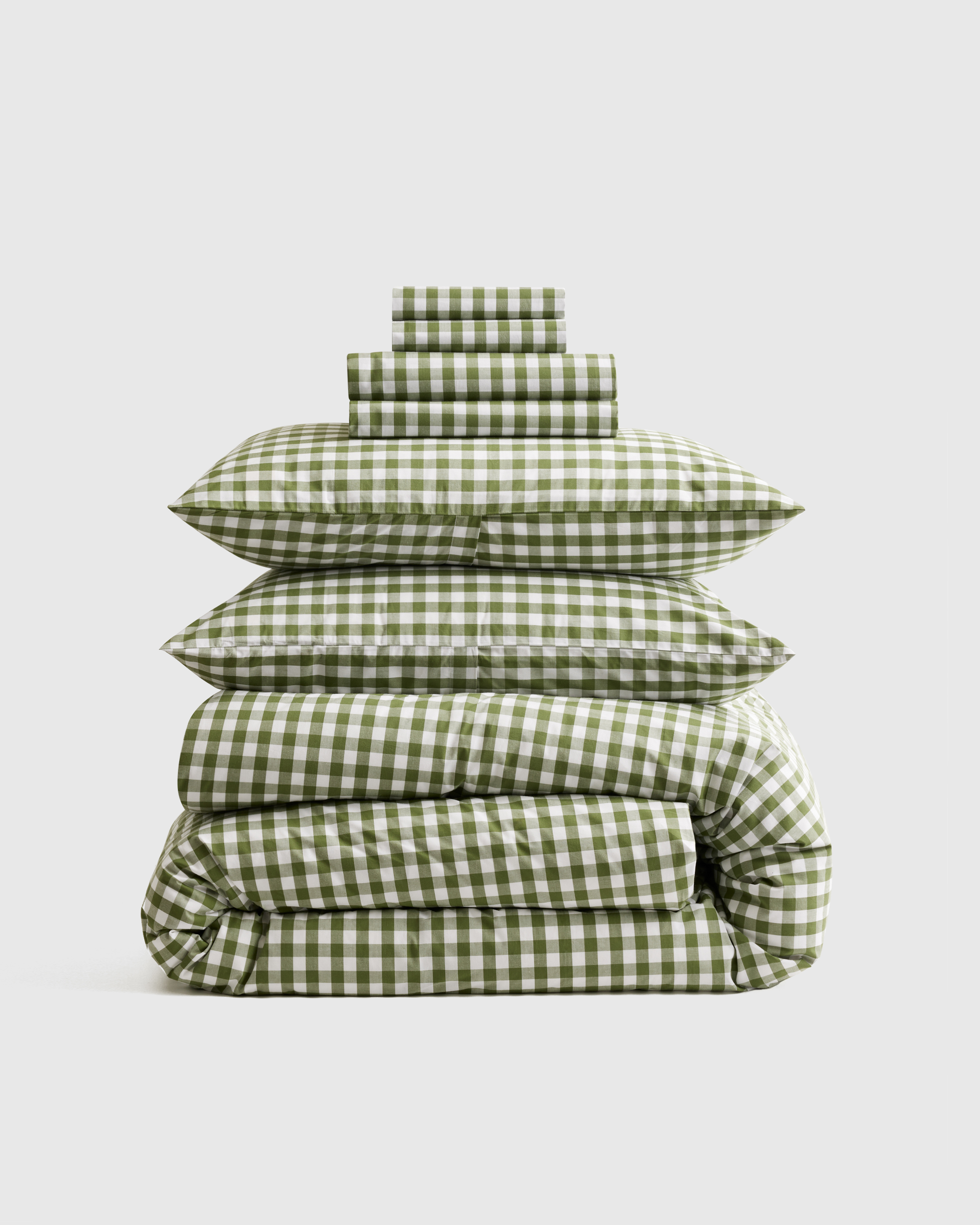 Classic Organic Percale Gingham Deluxe Bedding Bundle