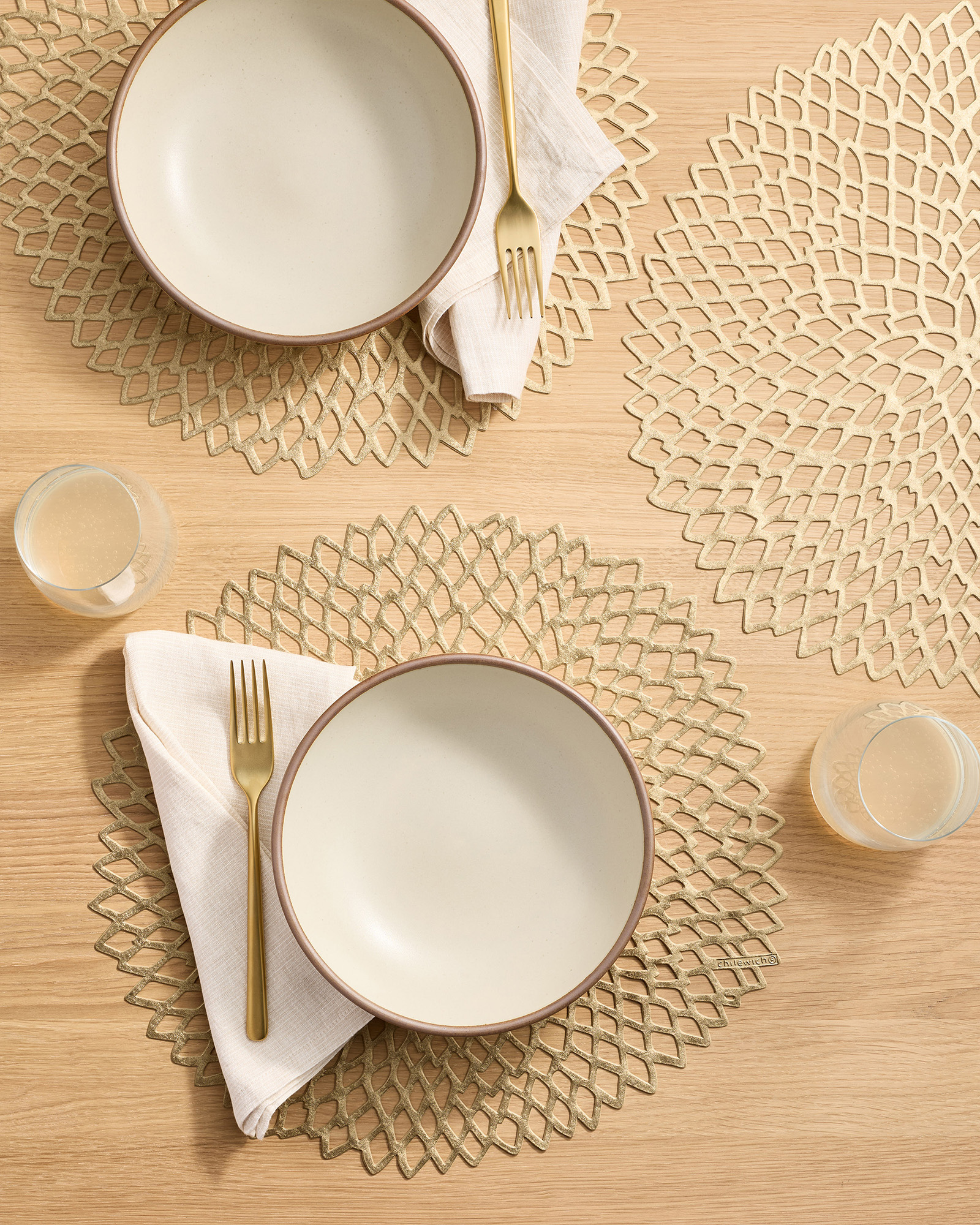 Chilewich Pressed Dahlia Placemats, Set of 4 in Brass