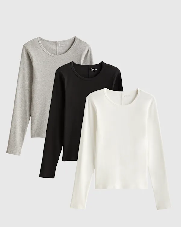 Organic Cotton Micro-Rib Long Sleeve Tee 3 Pack Bundle