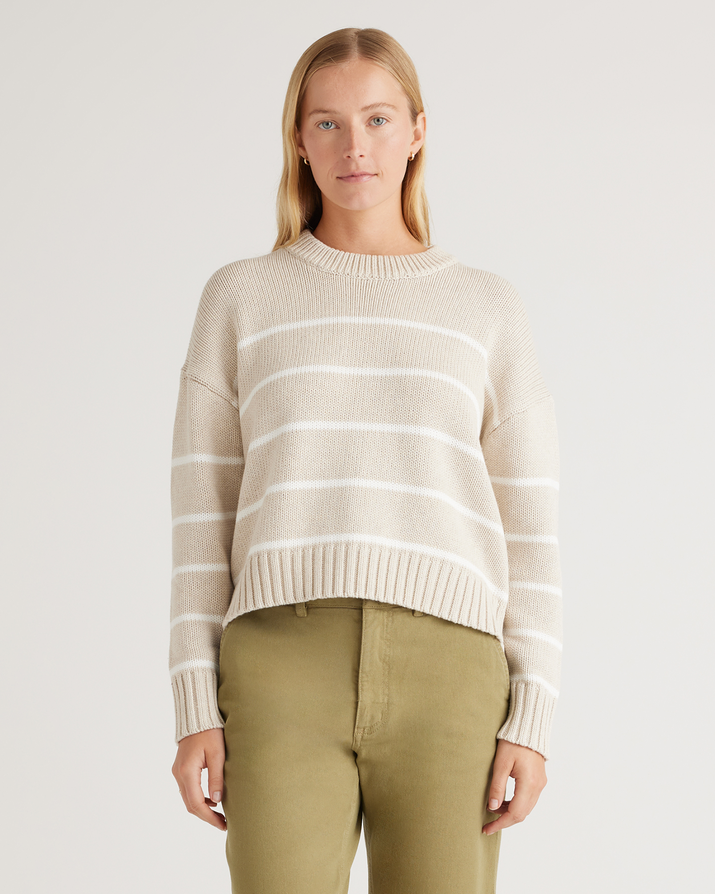 100% Organic Cotton Striped Crew Sweater