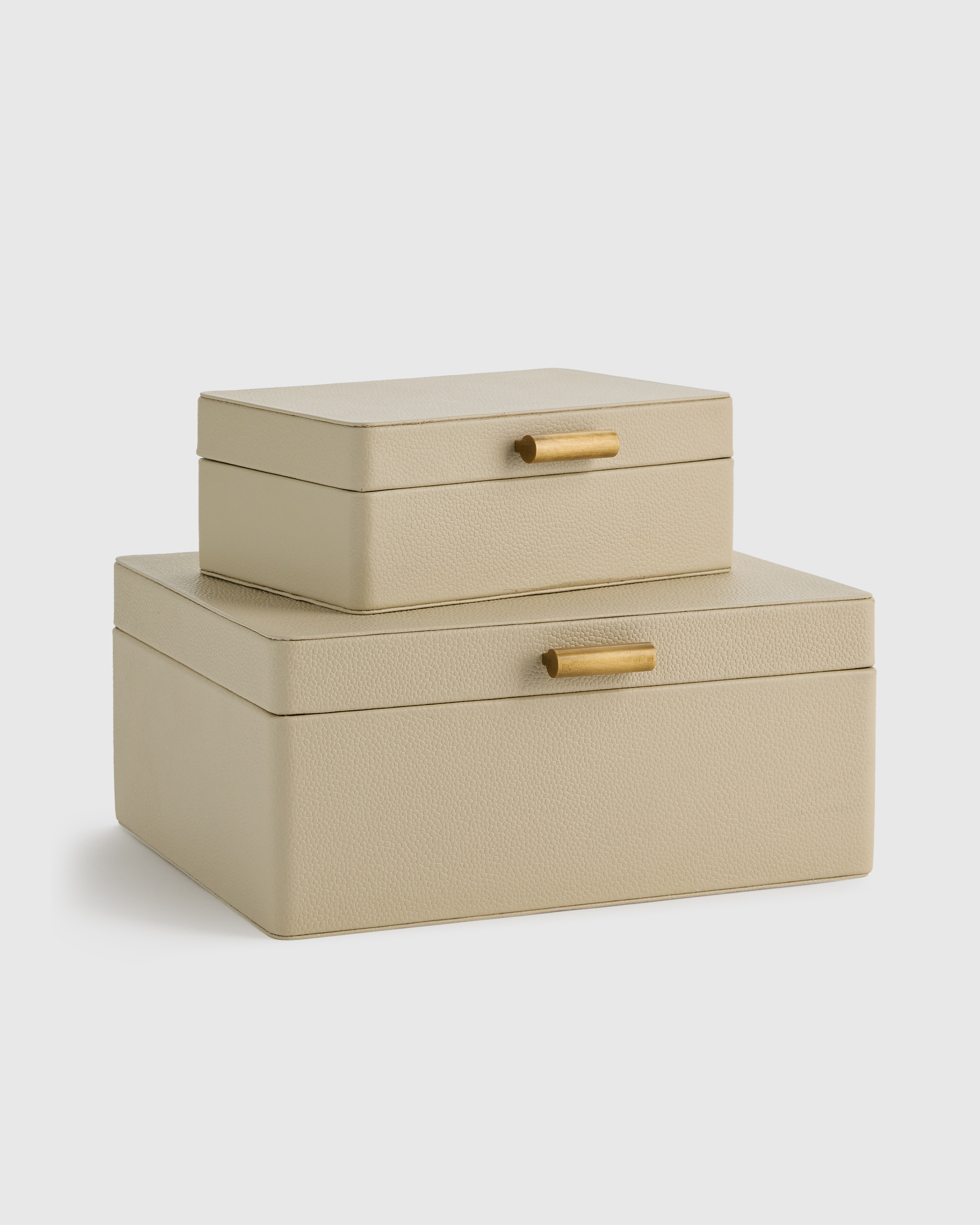 Shagreen Decorative Boxes (Set of 2) in Cream