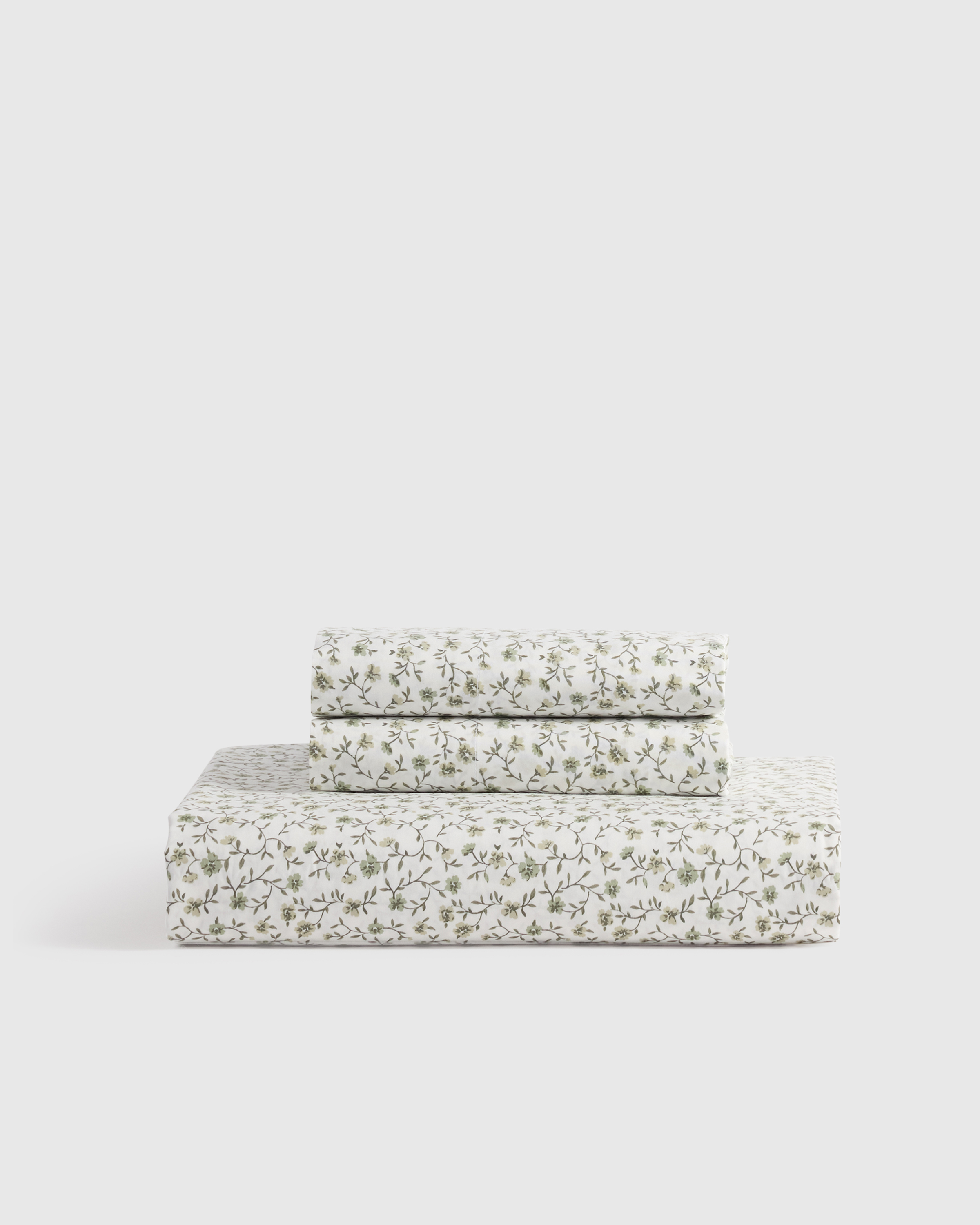 Organic Crisp Percale Floral Fitted Sheet Set | Quince (Twin) by Quince