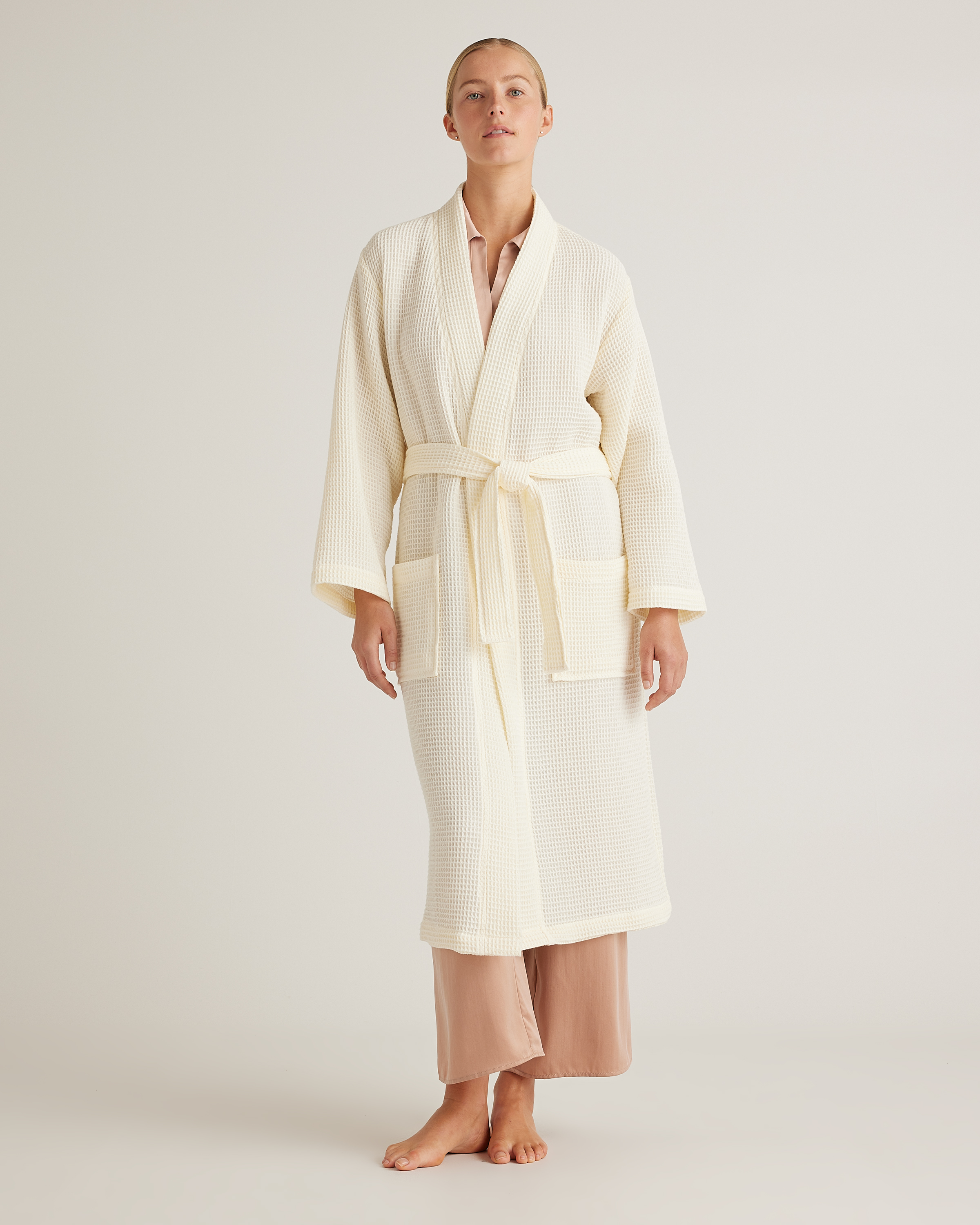 Quince Organic Turkish Waffle Robe In Ivory