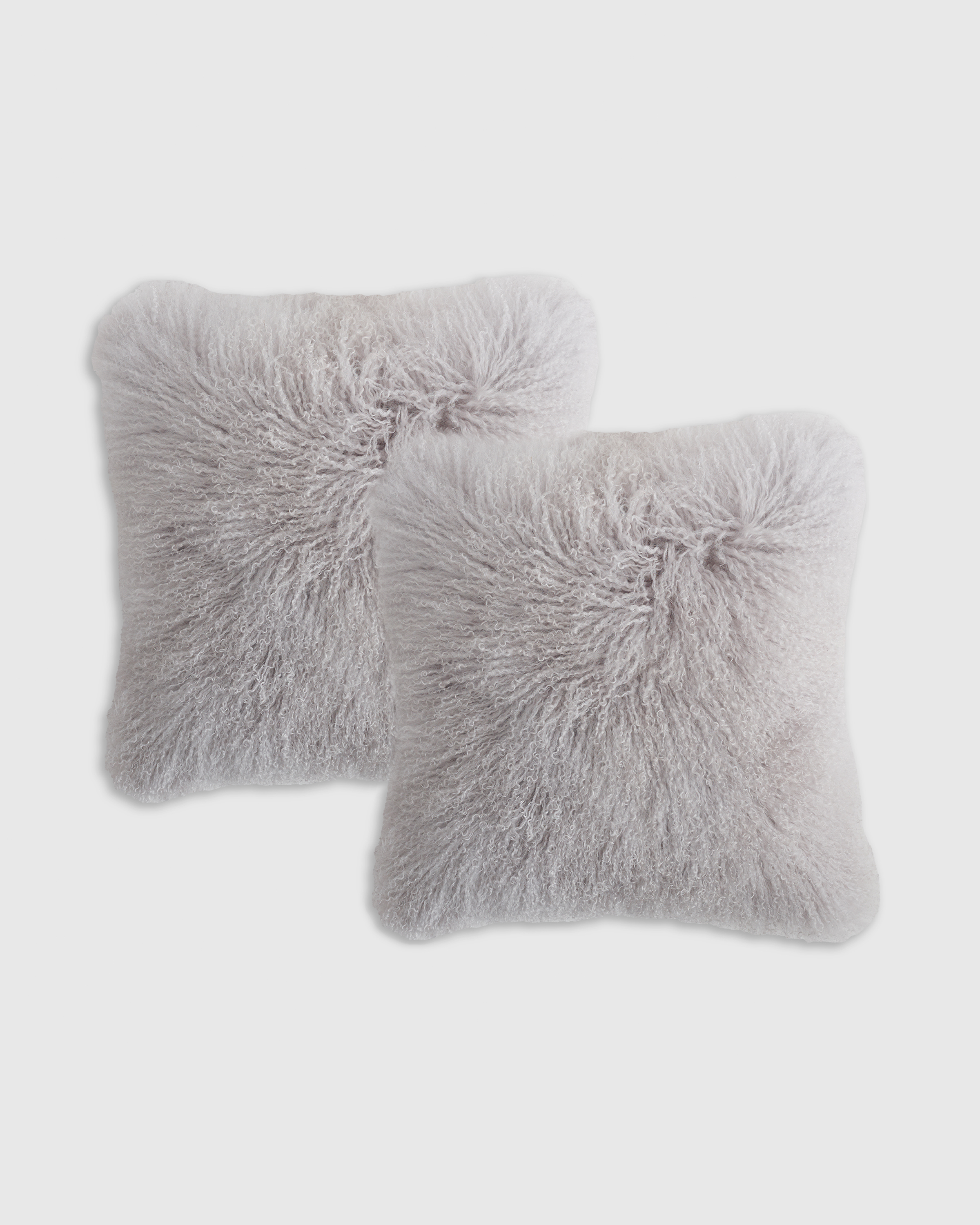 Quince Luxe Mongolian Lamb Pillow Cover Set Of 2 In Silver