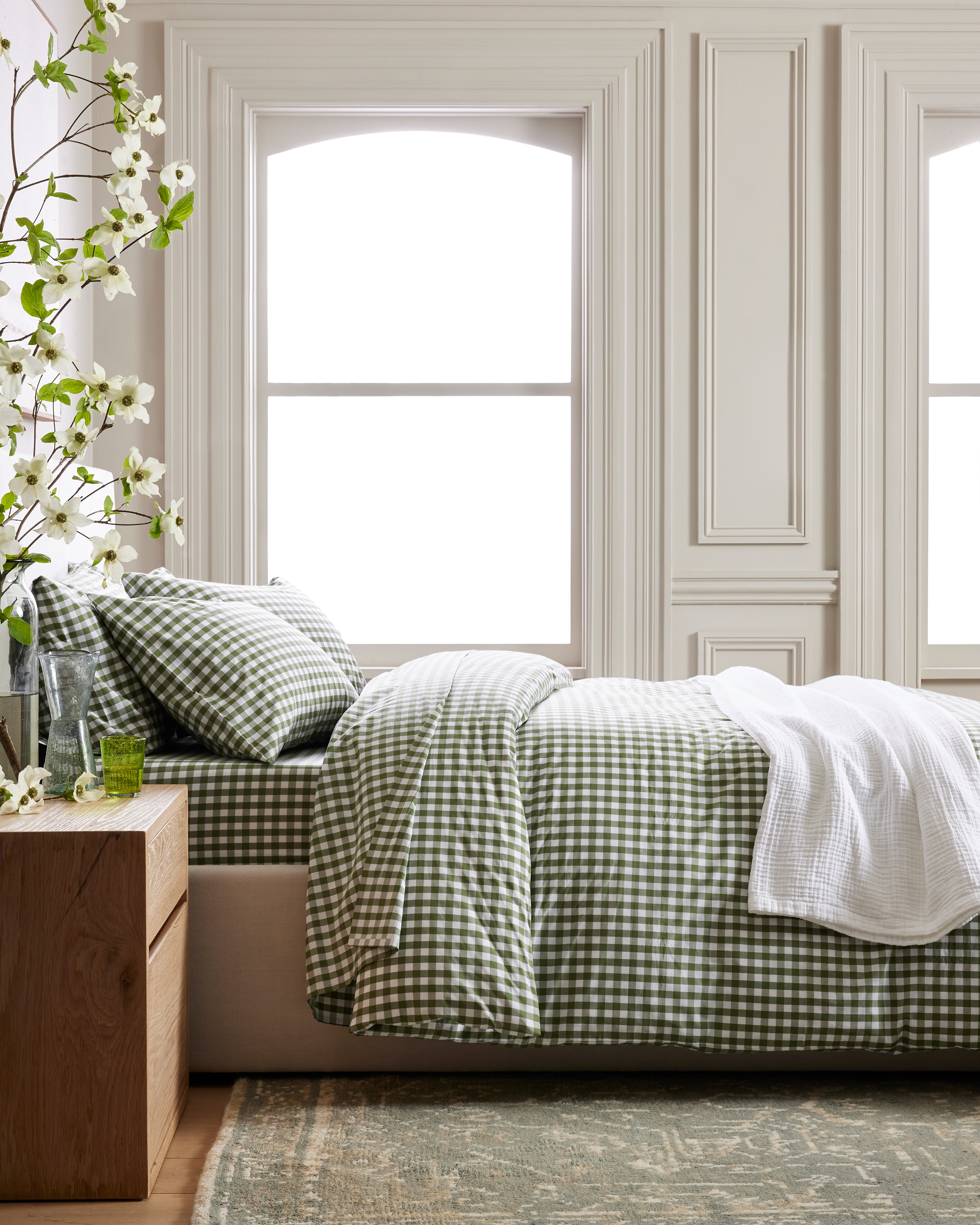 Classic Organic Percale Gingham Duvet Cover Set - thumbnail 9