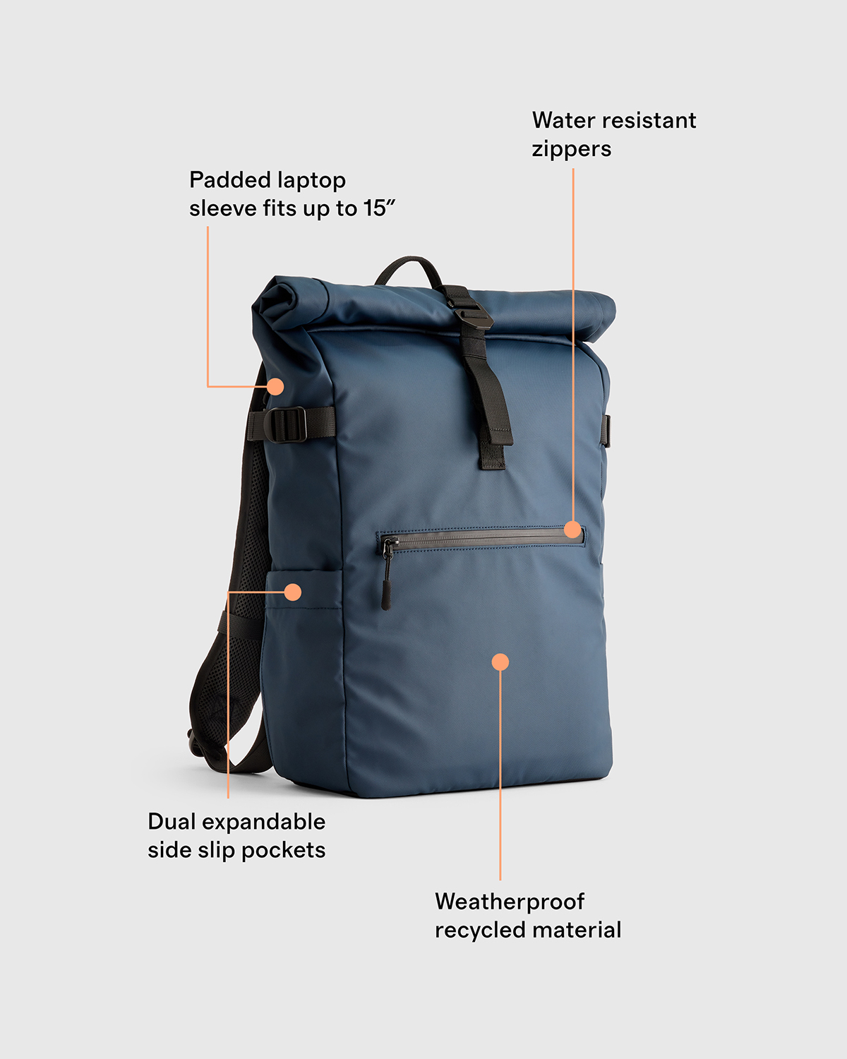 best waterproof backpack with 15 laptop sleeve HEROIC KNIGHT Rolltop Backpack, 15.6 Inch A convenient soft Men's Weather Proof Roll-Top Backpack