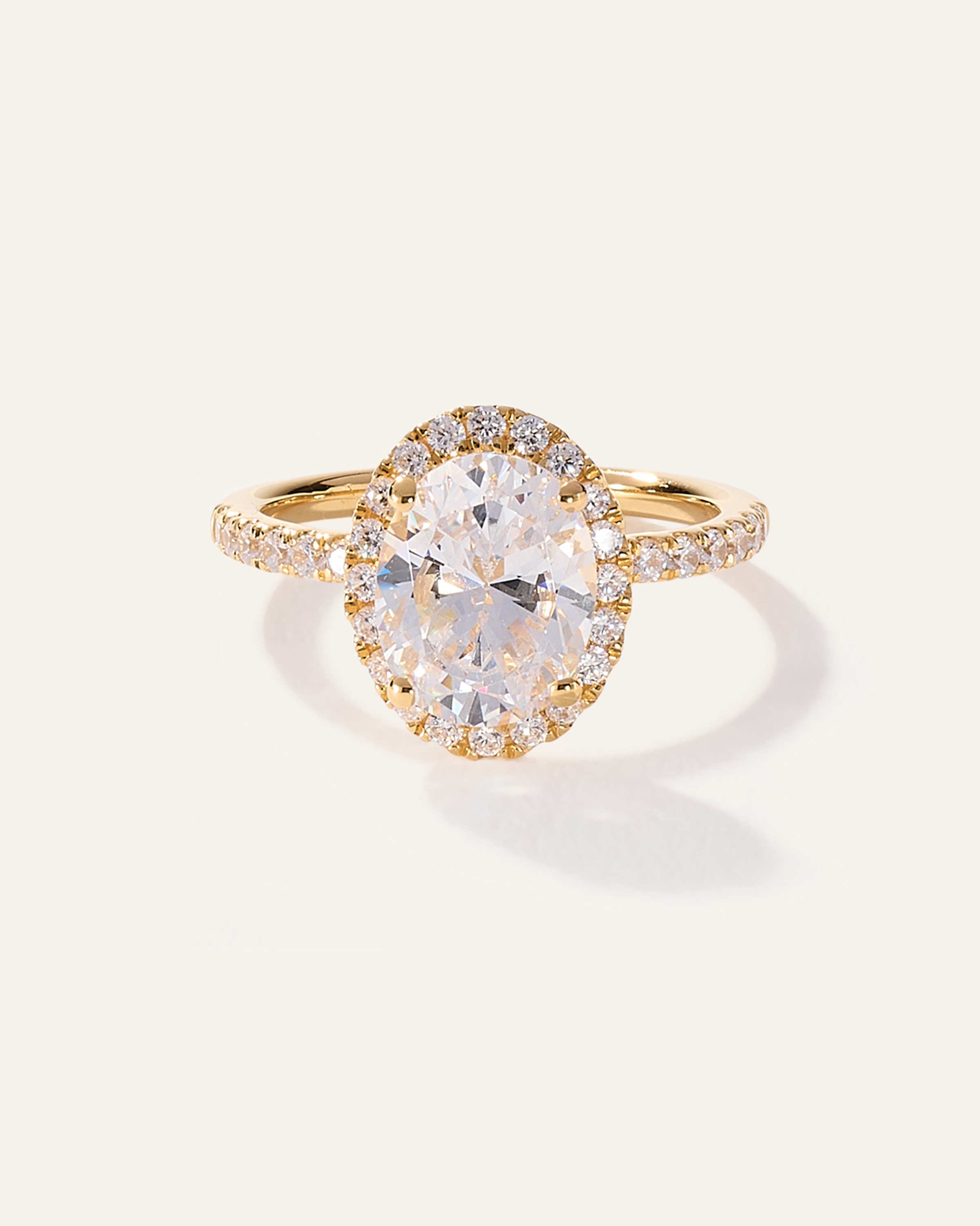 Lab Grown Diamond Oval Halo Pave Engagement Ring - 2ct