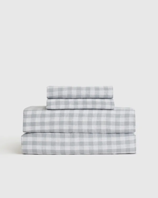 European Linen Gingham Sheet Set