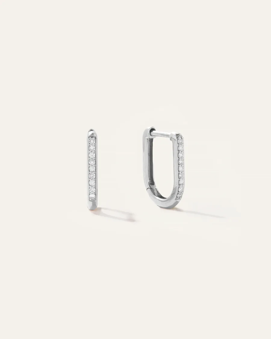14K WGold Pave Diamond U Hoops1