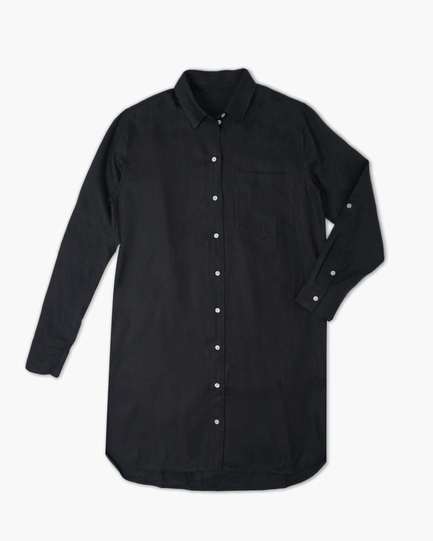 100% Organic Linen Shirt Dress - Black