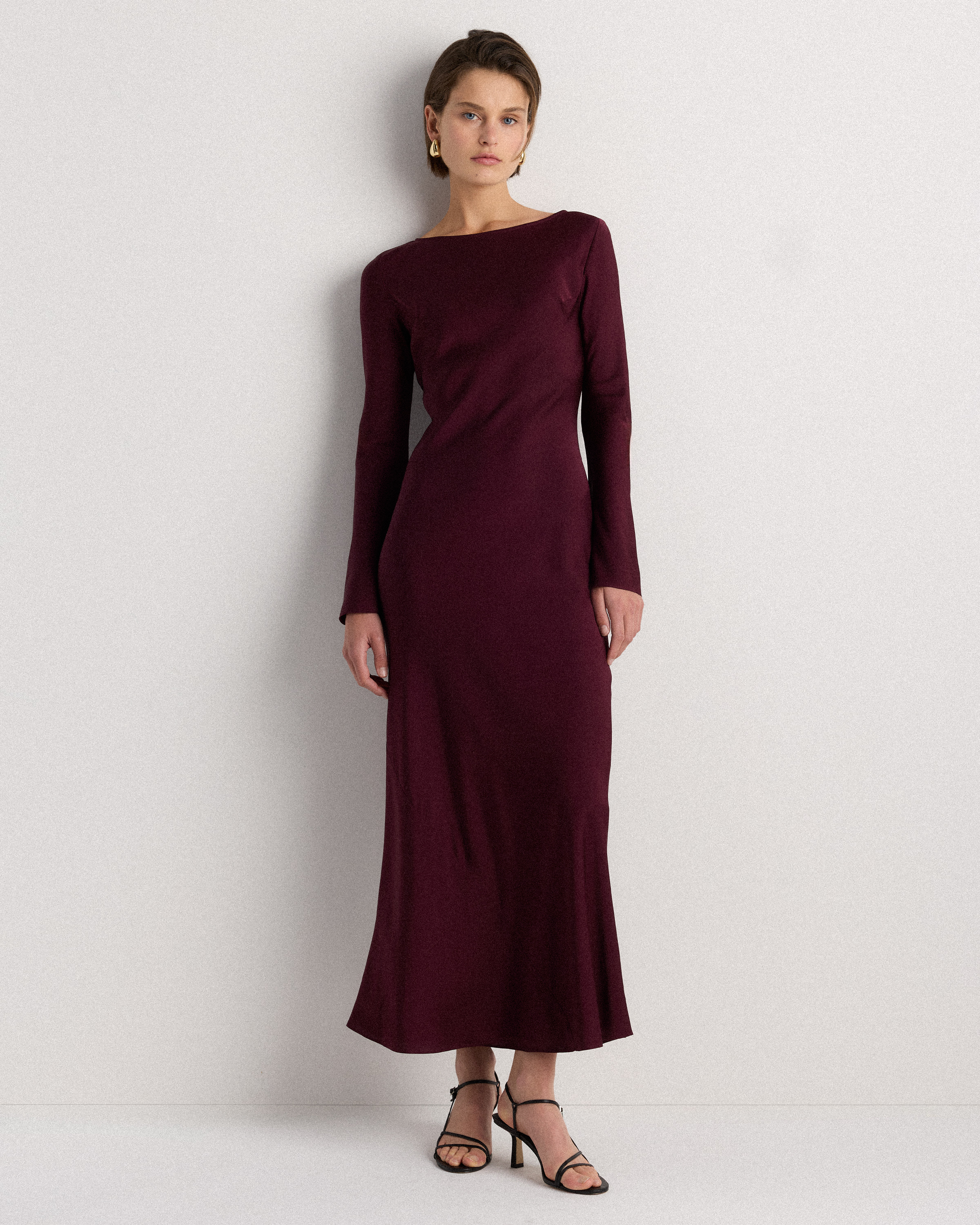 long sleeve maxi silk dress Anna Kosturova | Wrap Fuchsia Orange | Tie Dye Finished with an internal elastic waist stay for a secure fit and a back zip with hook Women's Washable Stretch Silk Long