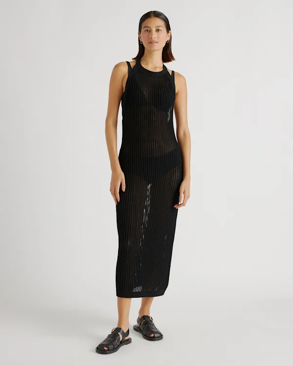 100% Organic Cotton Open-Knit Cover-Up Maxi Dress