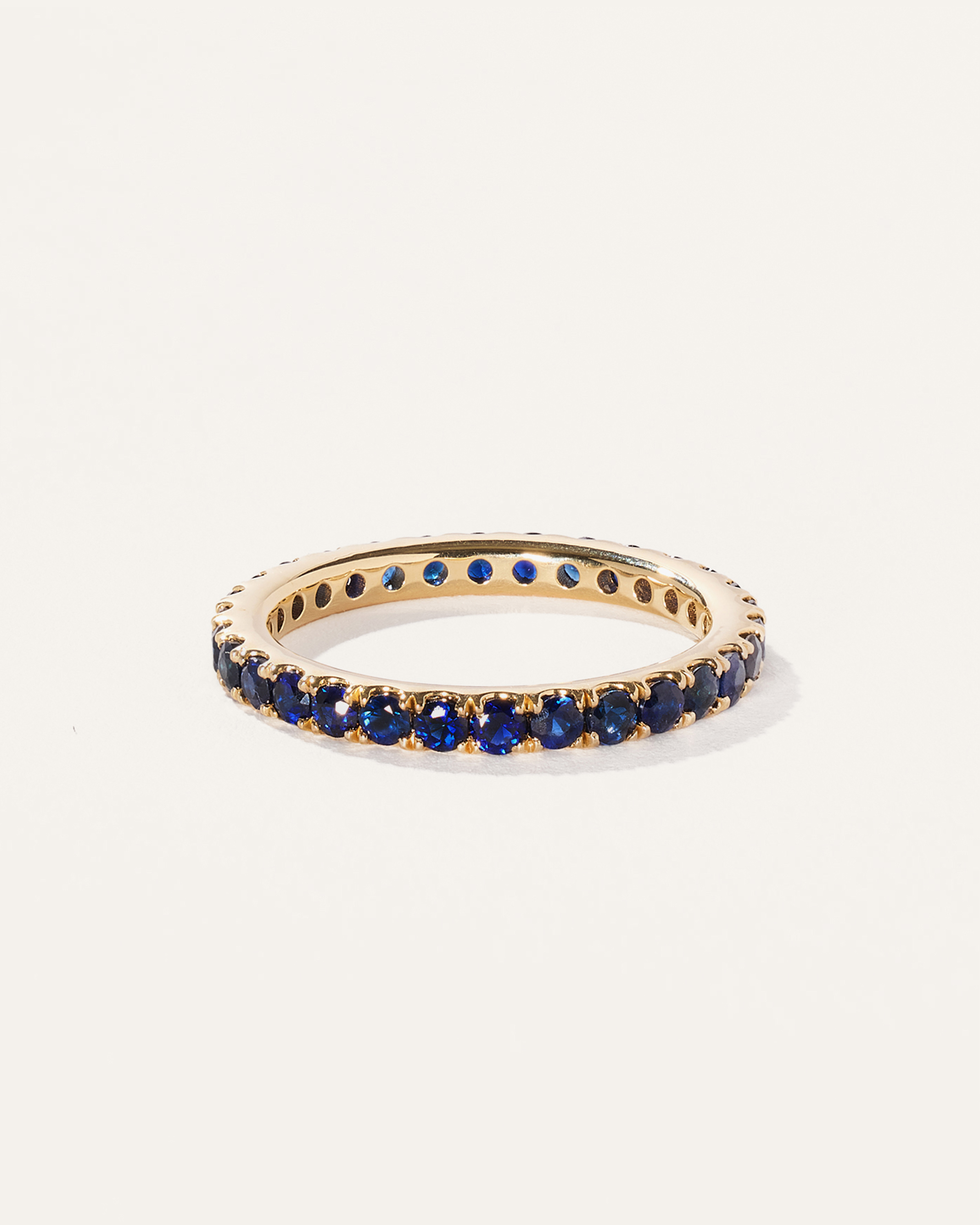 14K Gold Gemstone Pave Eternity Band