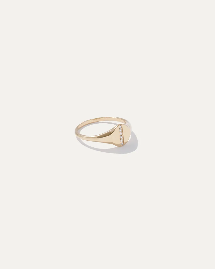 pave diamond line round signet ring 2