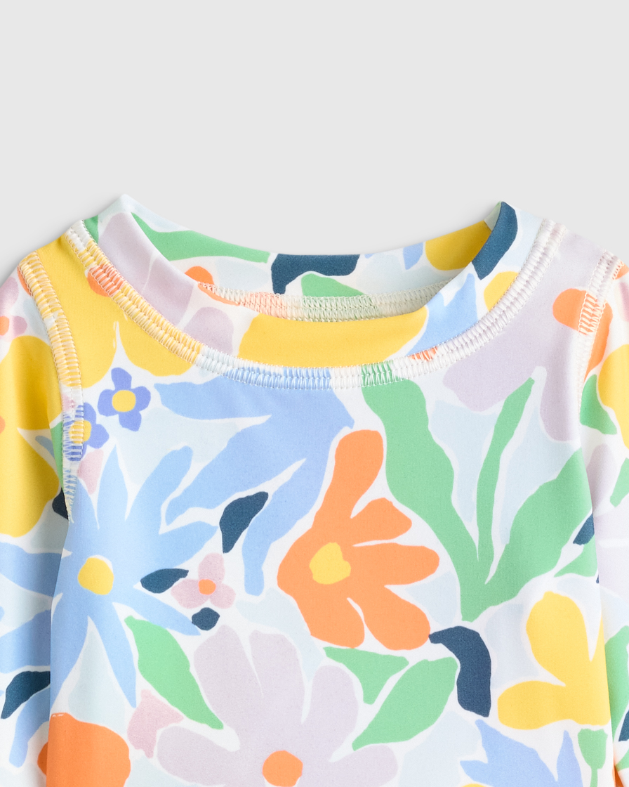 Long Sleeve Ruffle Rash Guard Two-Piece Swimsuit - Baby Girl - thumbnail 5