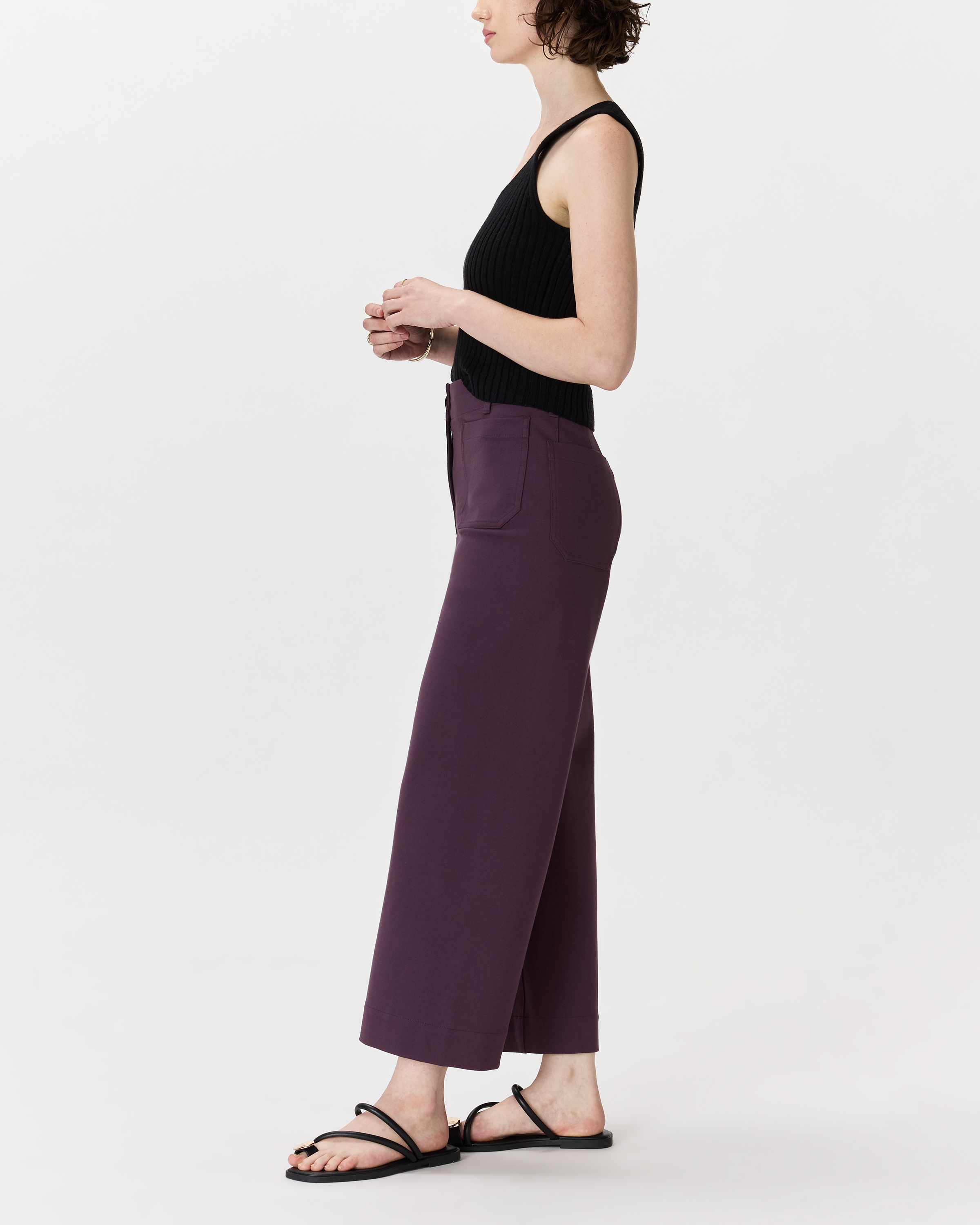 Women's Ultra-Stretch Ponte Cropped Wide Leg Pants - thumbnail 8