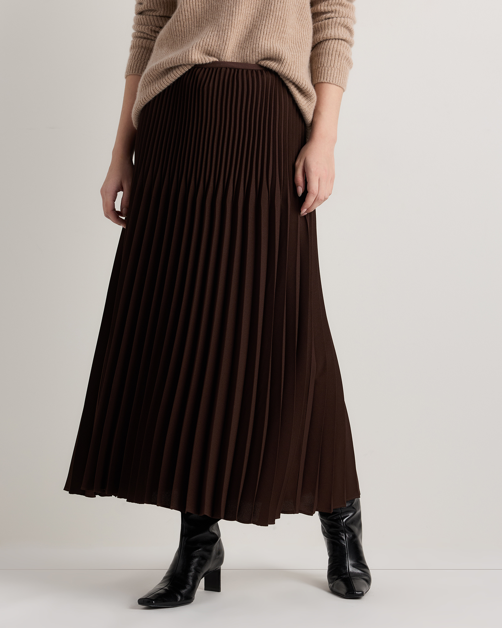 Pleated Matte Midi Skirt