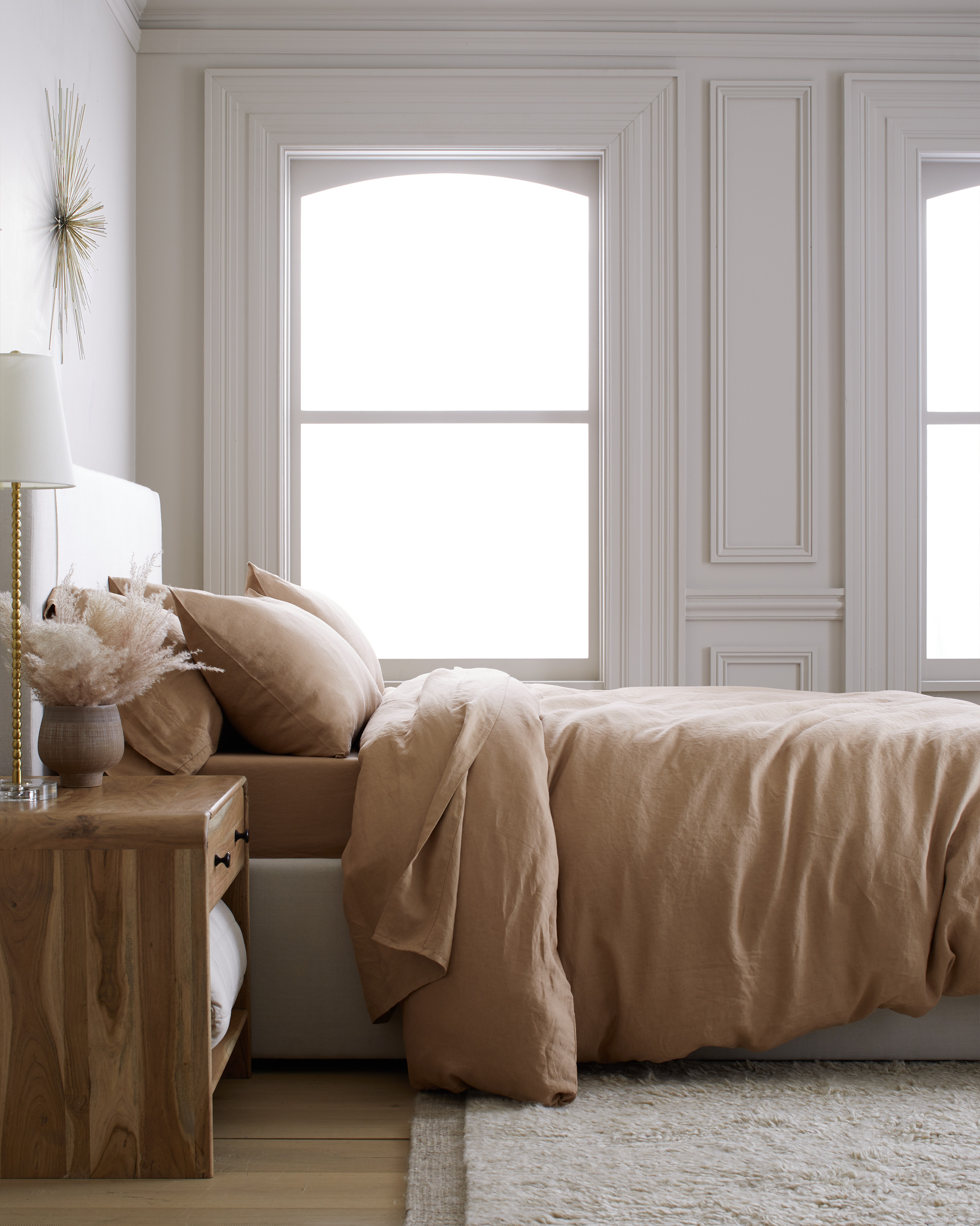 quince tobacco duvet European Linen Double Flange Cover Set in Terracotta, Size King/Cal King by Naturally temperature European Linen Deluxe Bedding Bundle