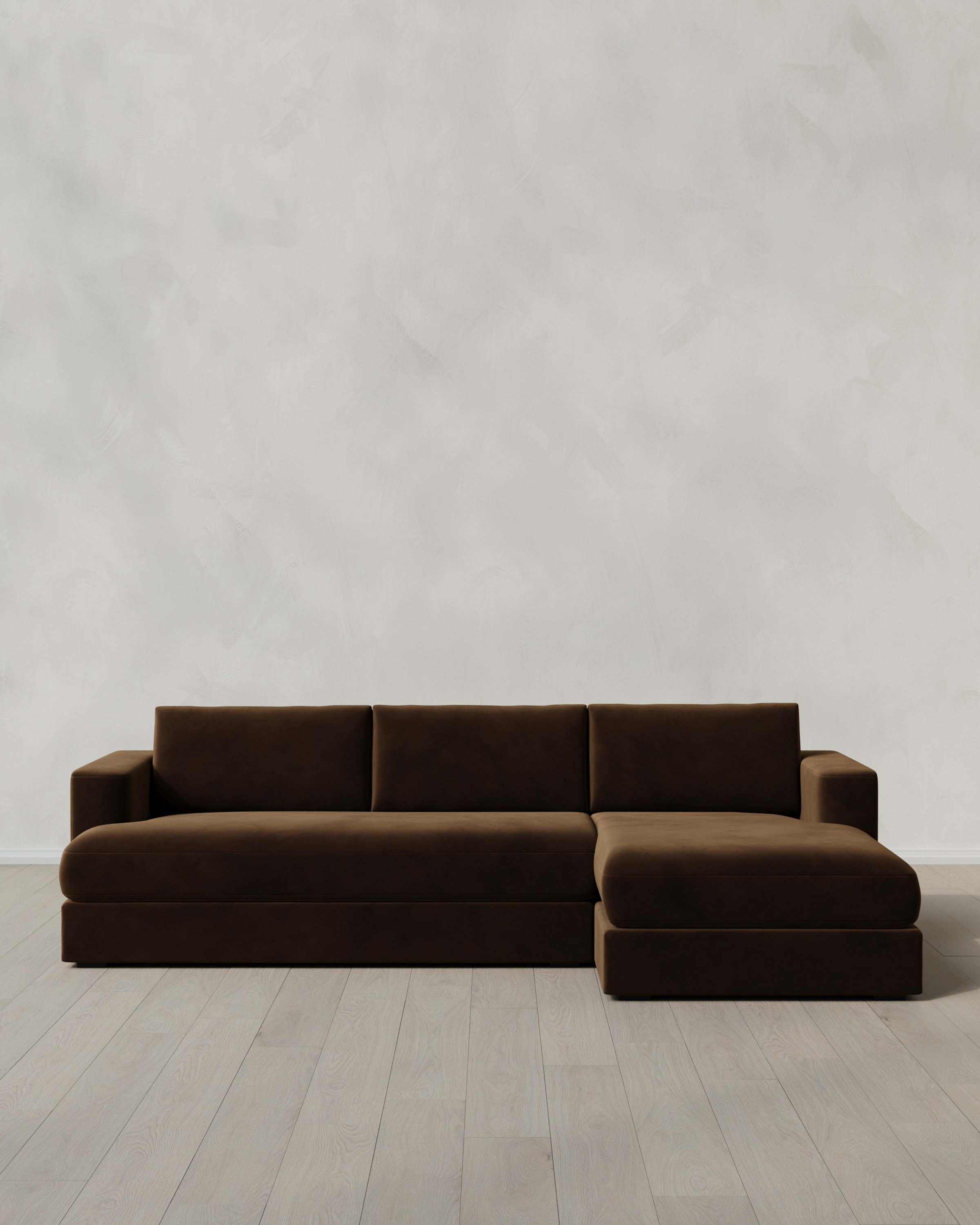 Sierra Curved Arm Chaise Sectional in Performance Velvet