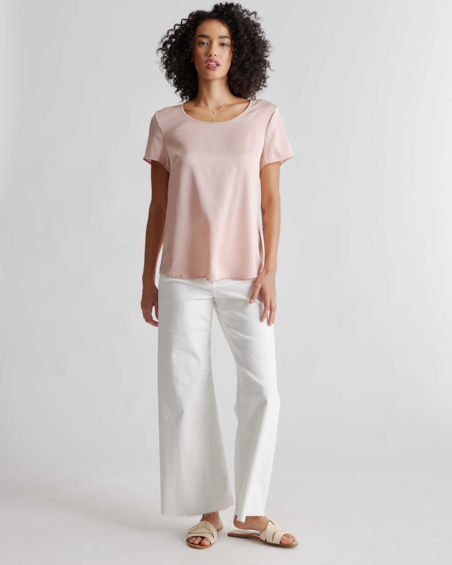 You May Also Like - Washable Stretch Silk Tee - Coastal Pink