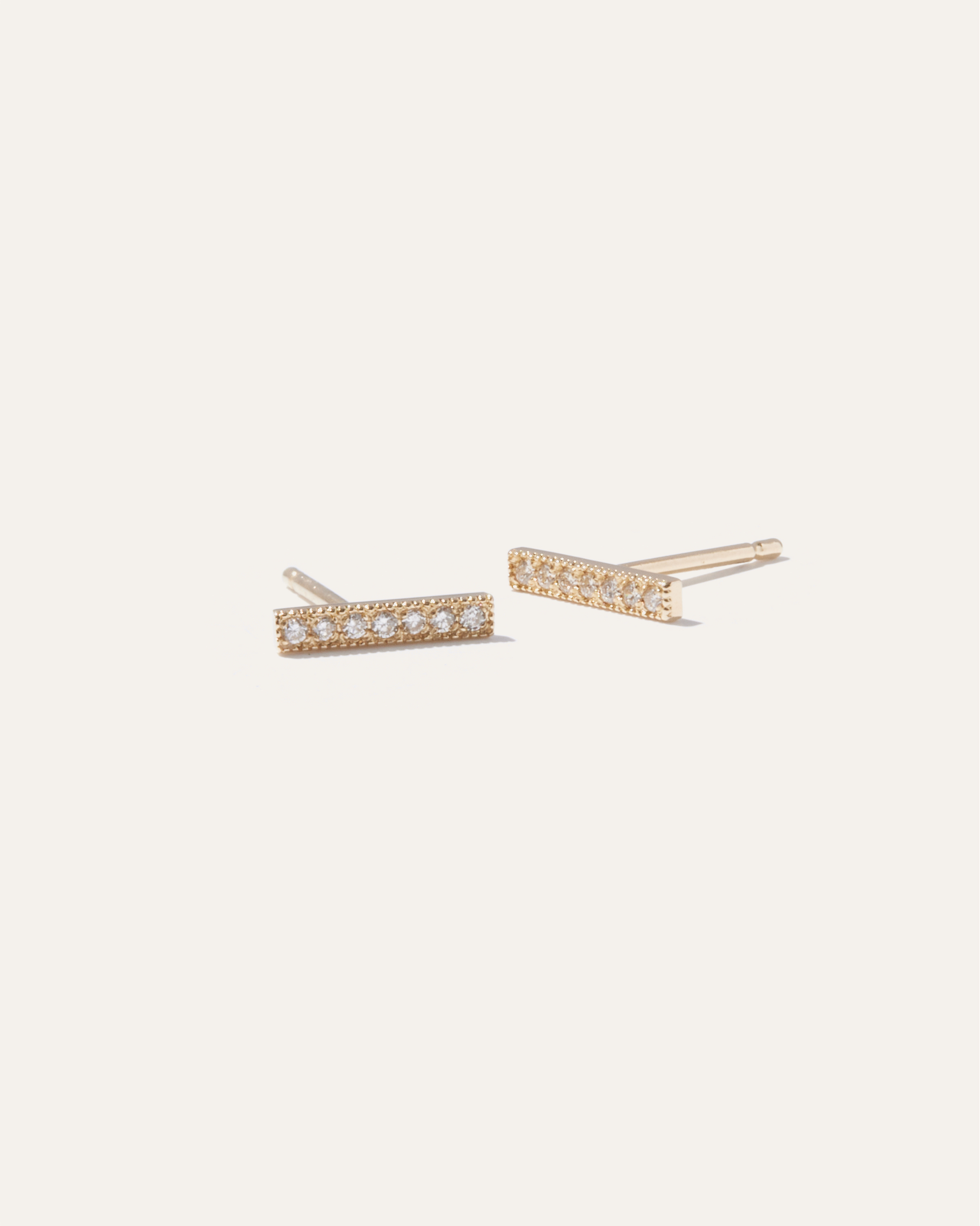 Quince Women's 14k Gold Pave Diamond Bar Studs In Yellow Gold