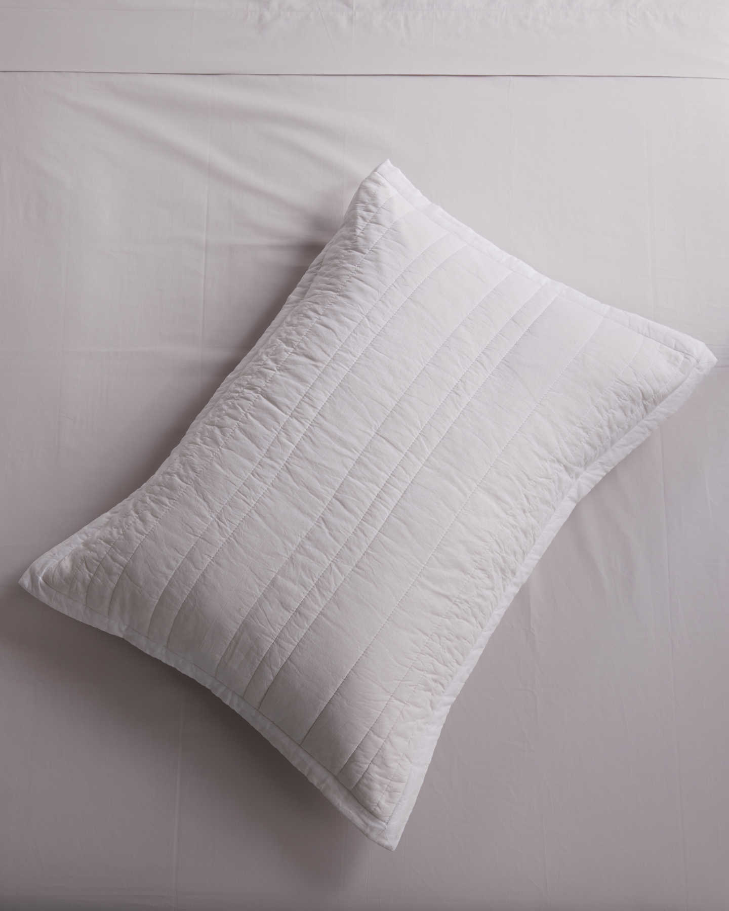 100% Organic Cotton Quilted Sham Set - White - 4 - Thumbnail