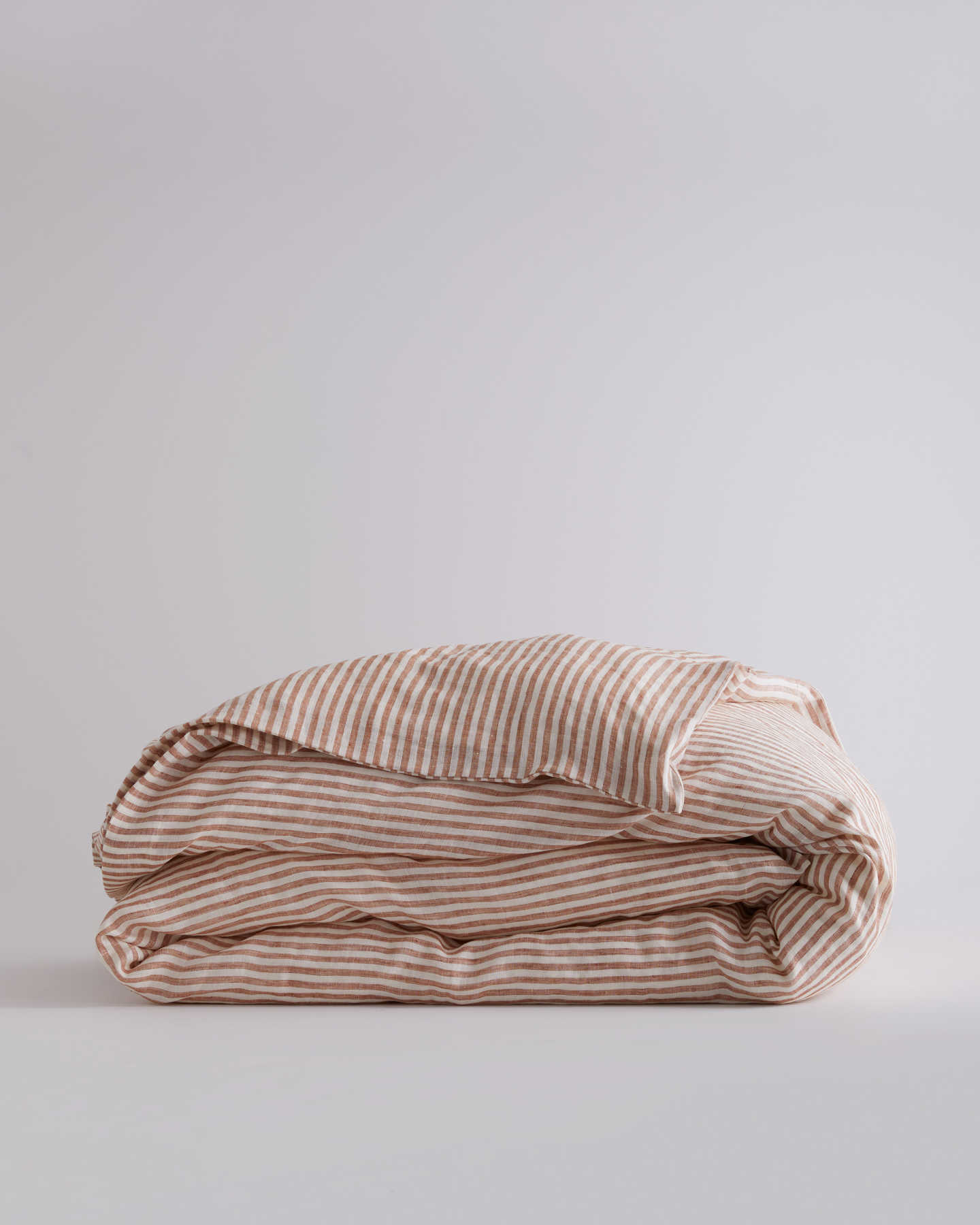European Linen Duvet Cover - Terracotta/White - 11
