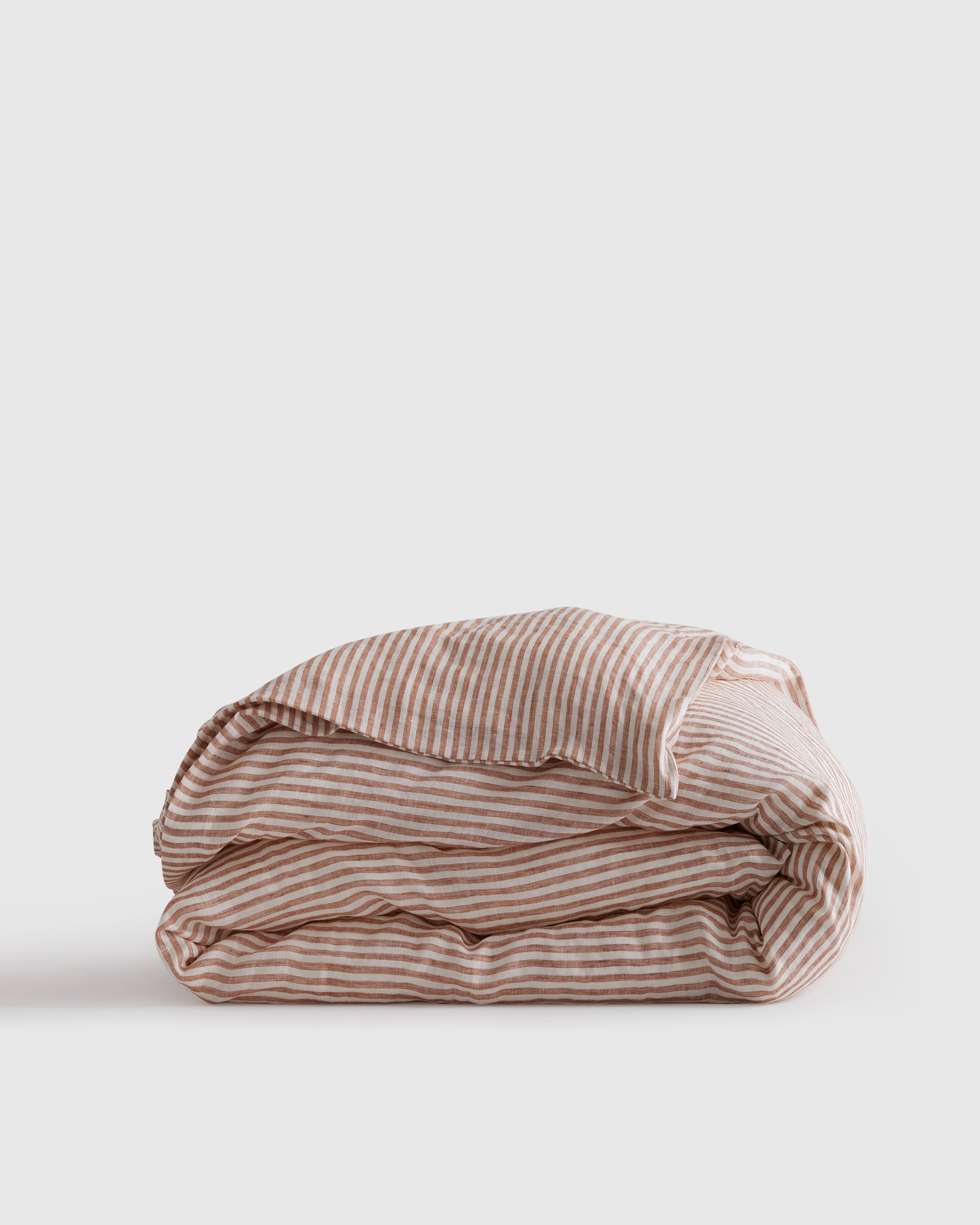 European Linen Stripe Duvet Cover - Willowleaf/White Stripe, King/Cal King