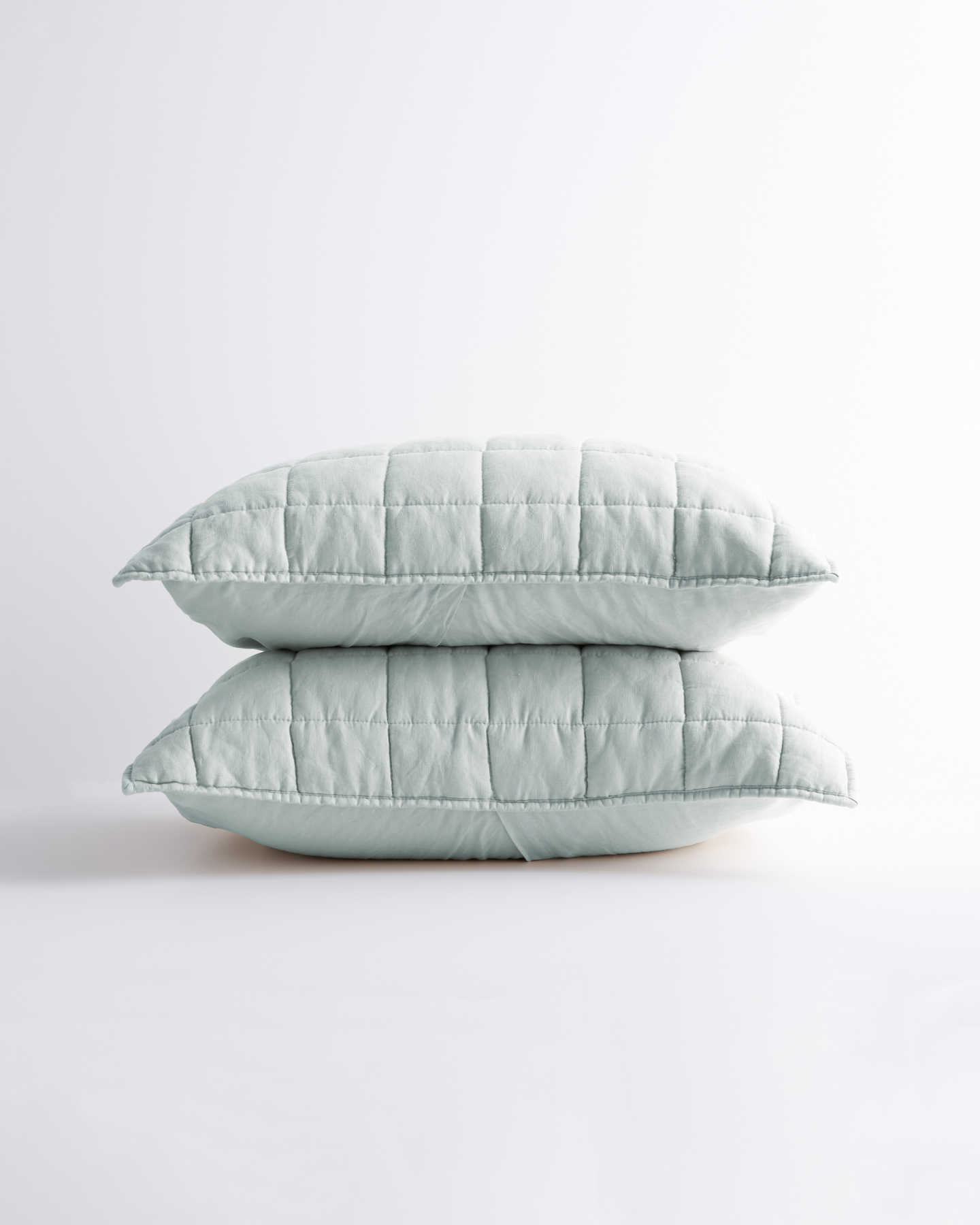 Linen Quilted Sham Set - Mist