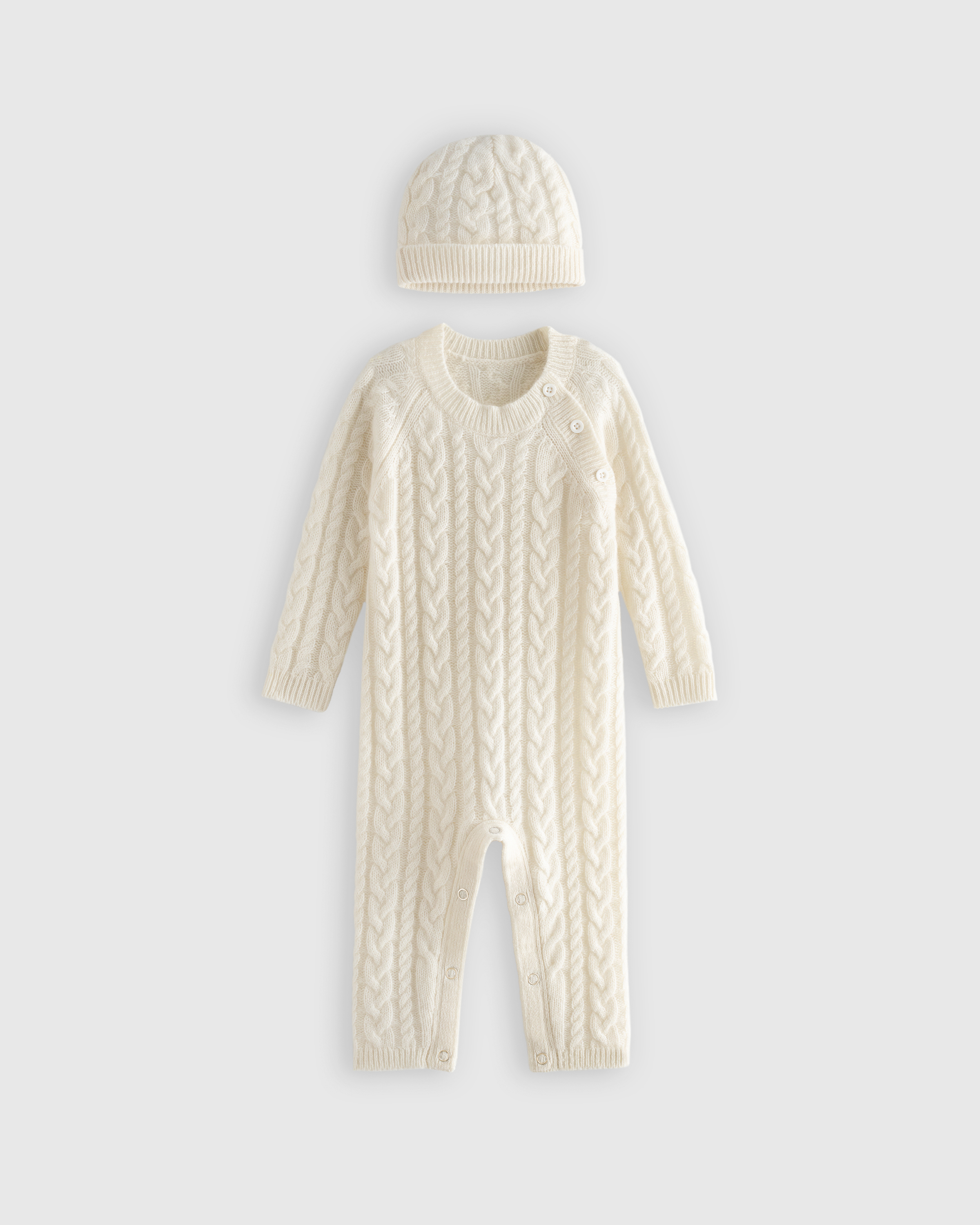Quince Washable Cashmere Cable One Piece & Hat Set In Metallic
