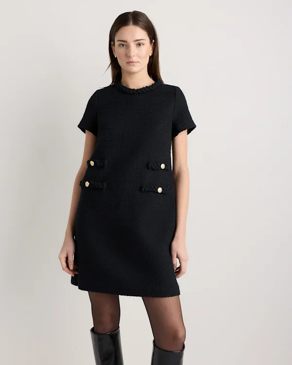 Tweed Short Sleeve Mini Dress