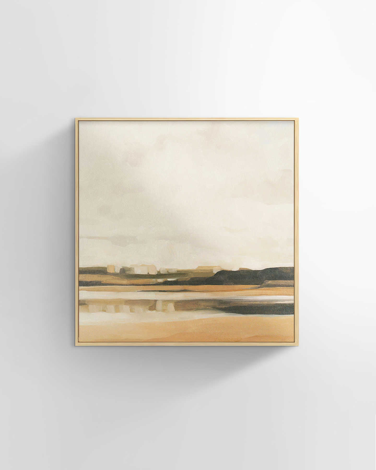 June Horizon Landscape No. 2 Wall Art - White Oak Wash Wood Frame