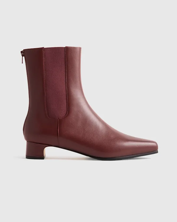 Italian Leather Kitten Heel Ankle Boot