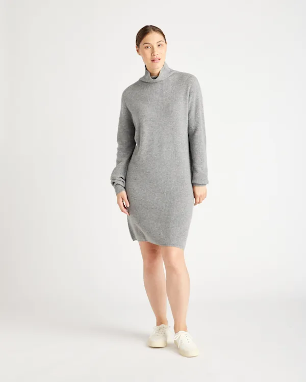Mongolian Cashmere Textured Sweater Dress