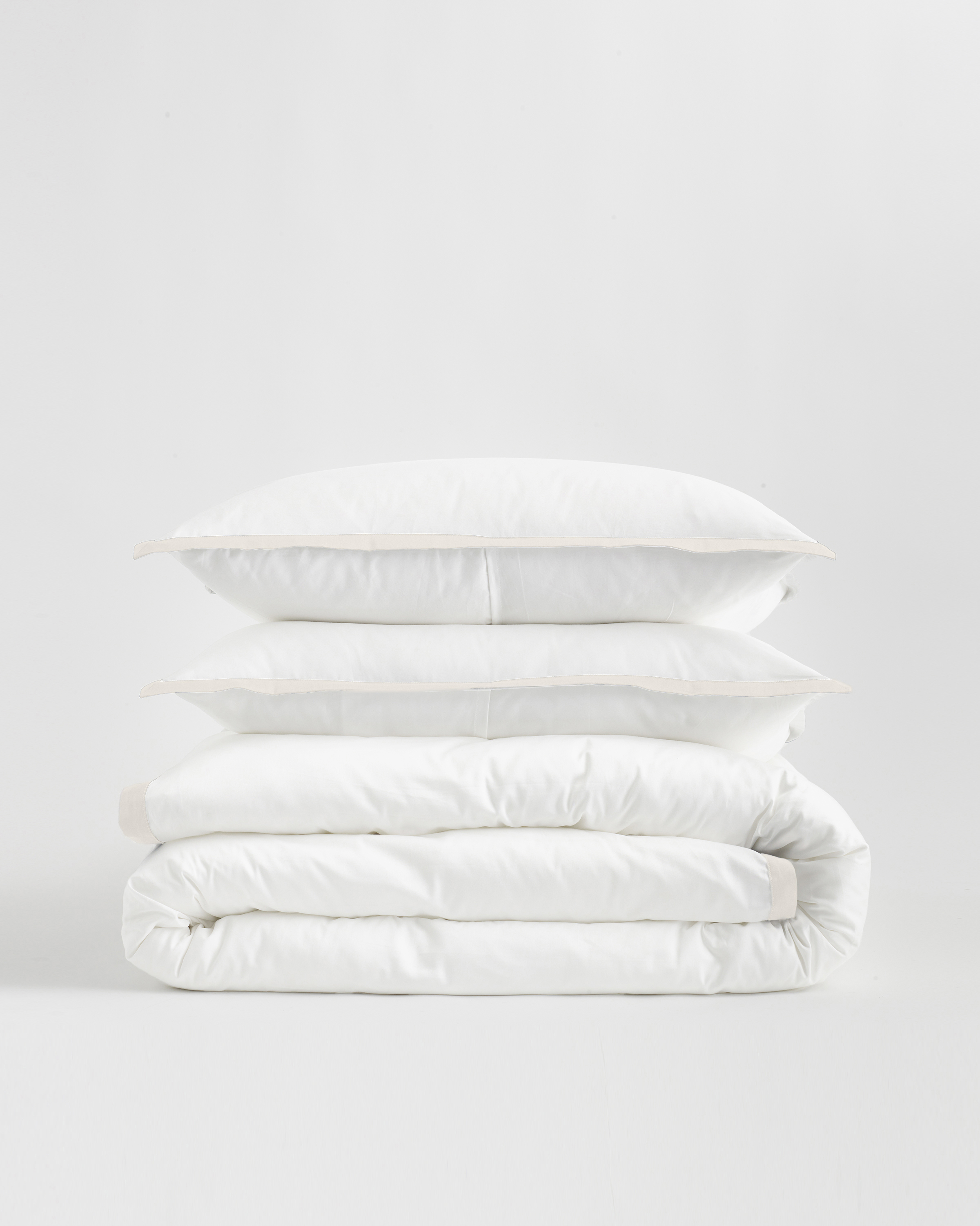 Quince Classic Organic Percale Border Duvet Cover Set In White