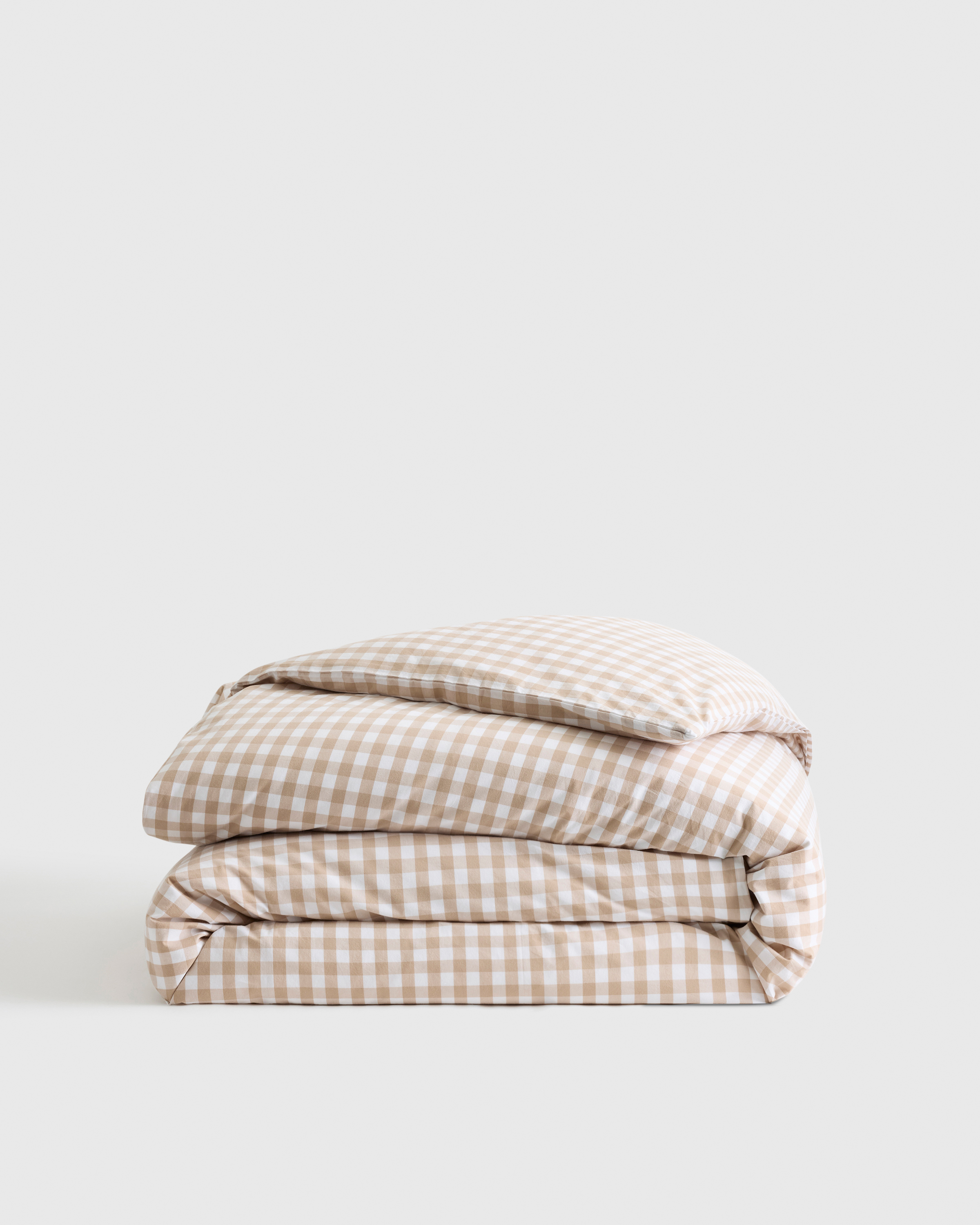 Classic Organic Percale Gingham Duvet Cover in Cafe, Full/Queen