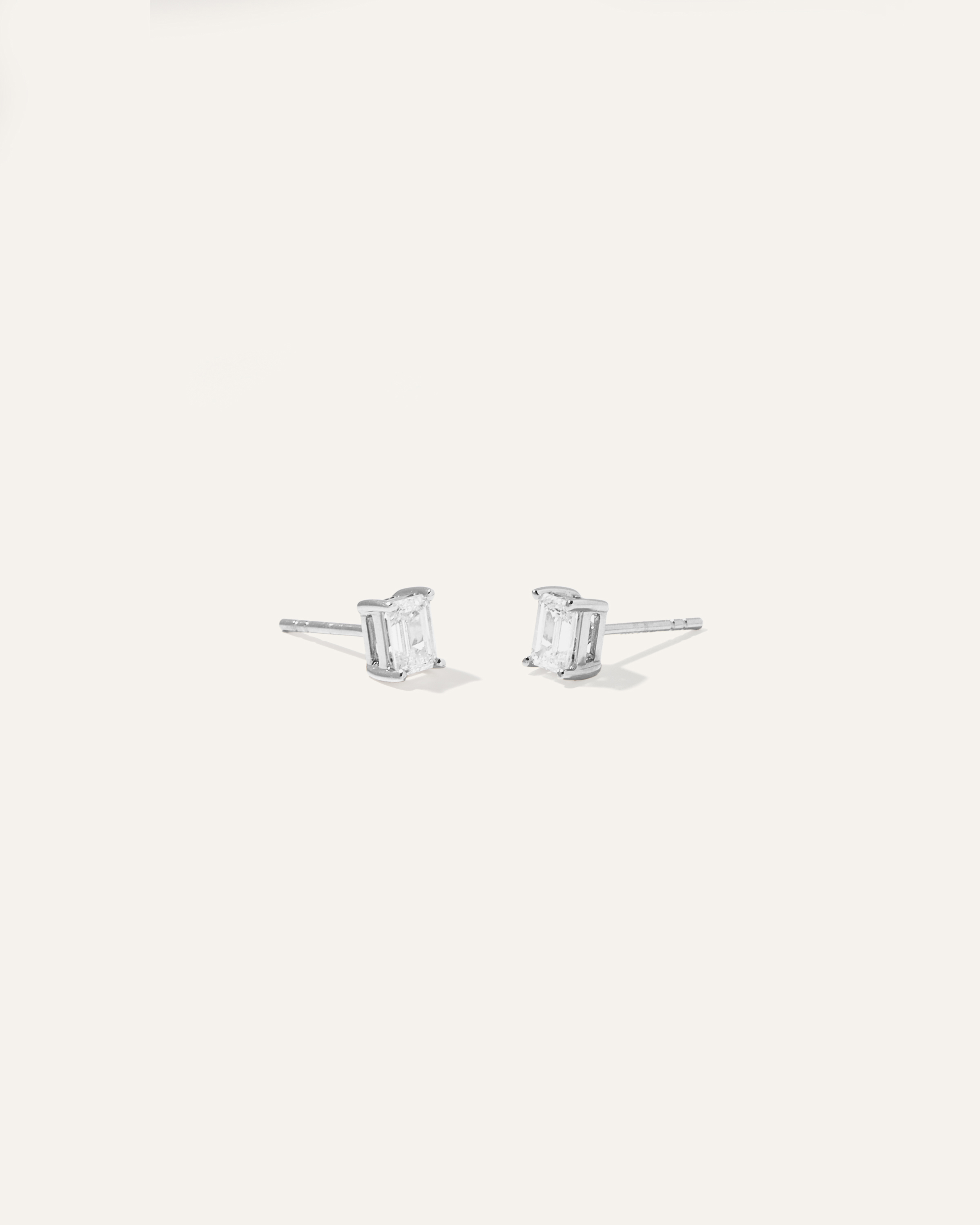 Quince Women's 14k Gold Lab Grown Diamond Emerald Solitaire Studs In White Gold