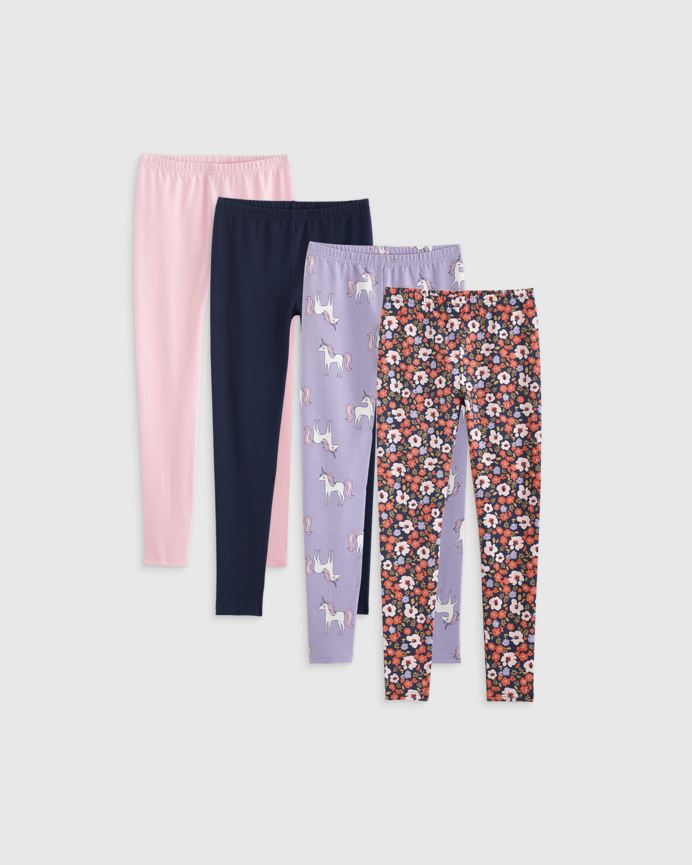 Shop Quince Leggings 4-pack In Poppy Floral/lilac Unicorn