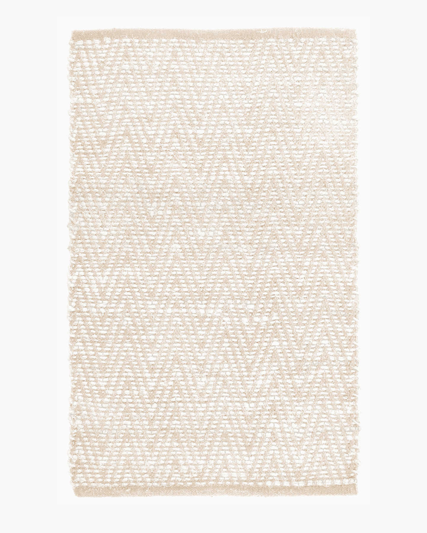 Zig Zag Flatweave Wool Rug - Tan/White - 1