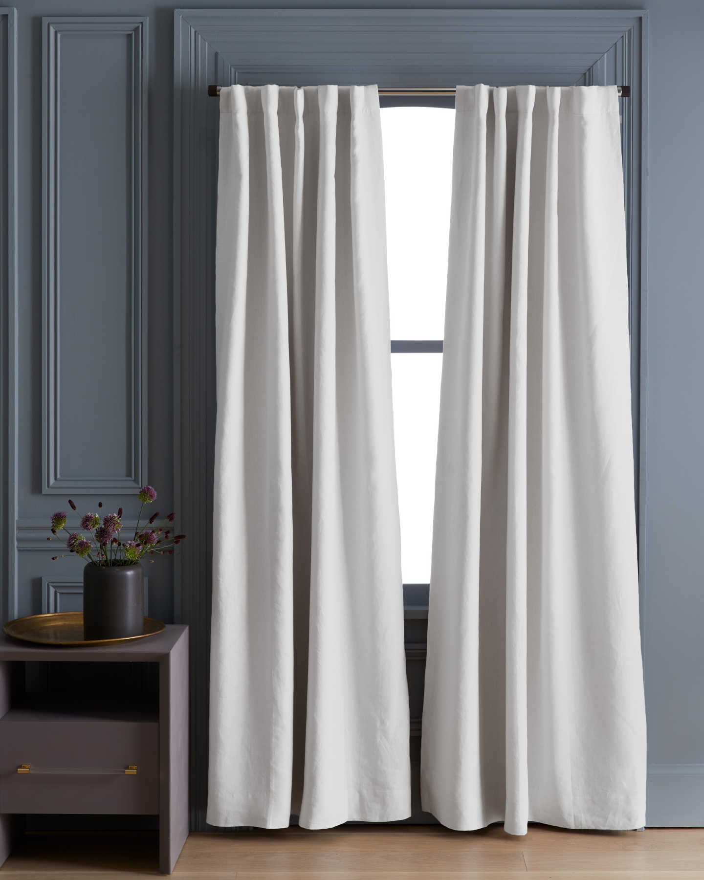 European Linen Blackout Curtain - White