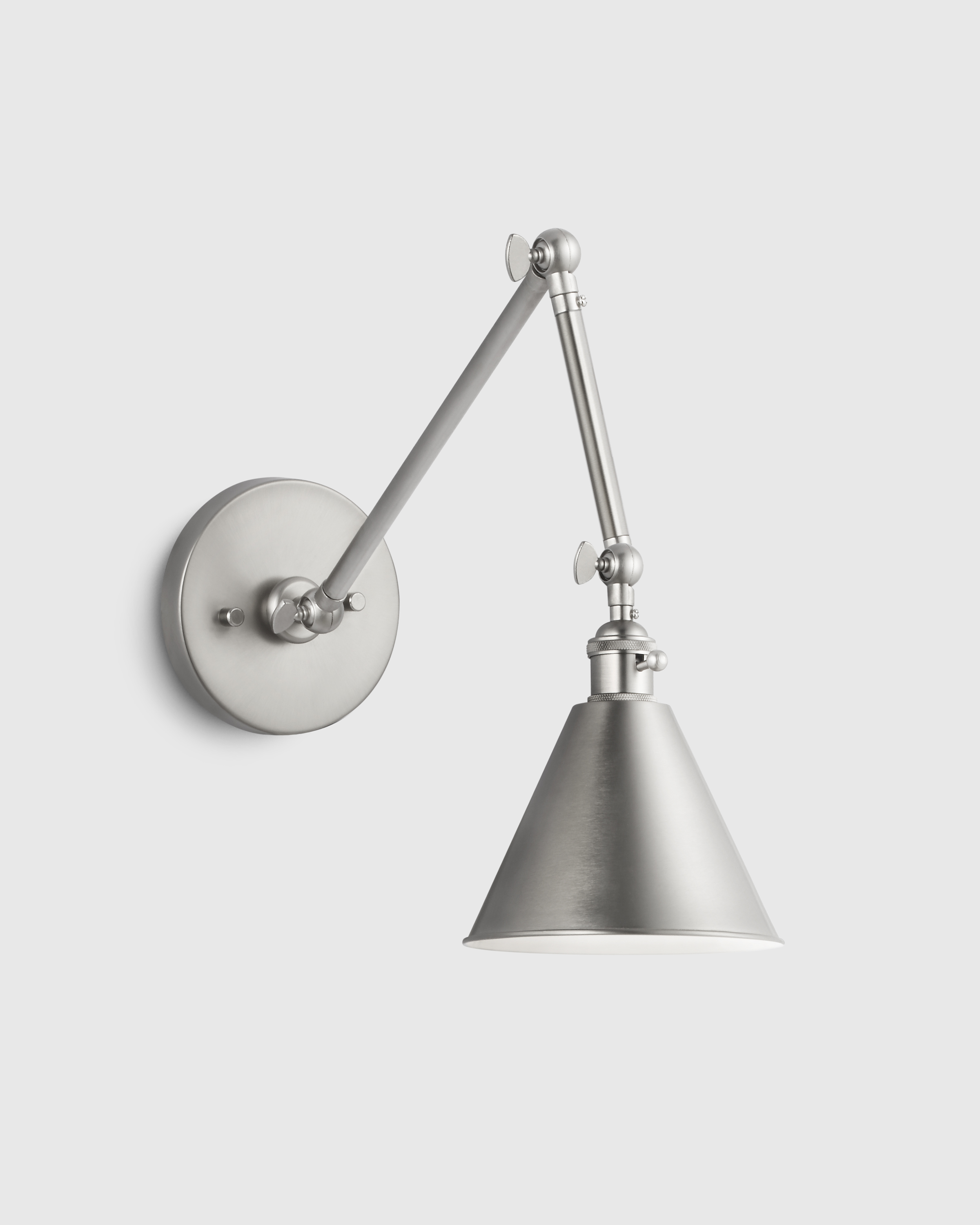 Articulating Double Arm Steel Wall Sconce - Silver