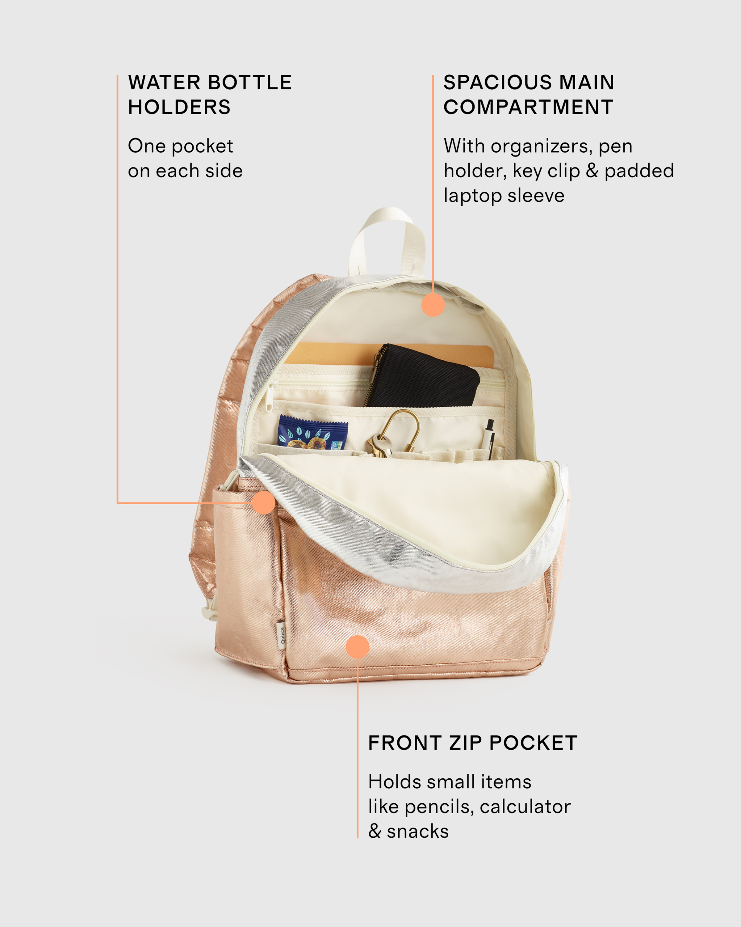 Recycled Double Pocket Backpack - Small - thumbnail 5