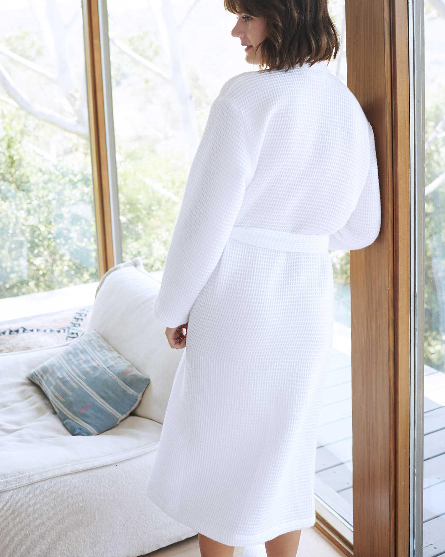 Organic Turkish Waffle Robe - White - 4 - Thumbnail