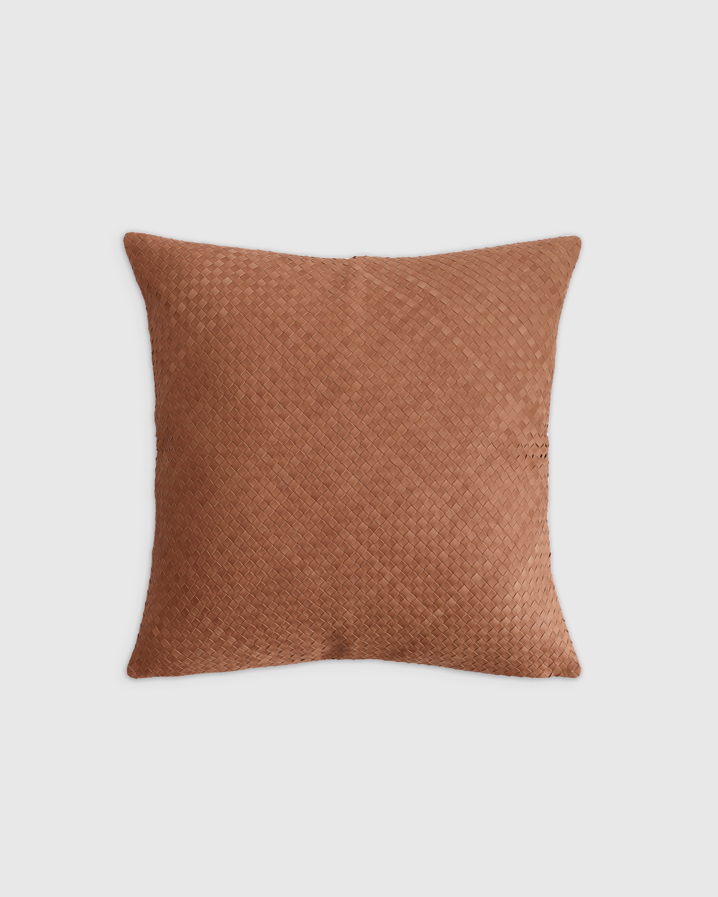 Quince Woven Leather Pillow Cover In Chestnut